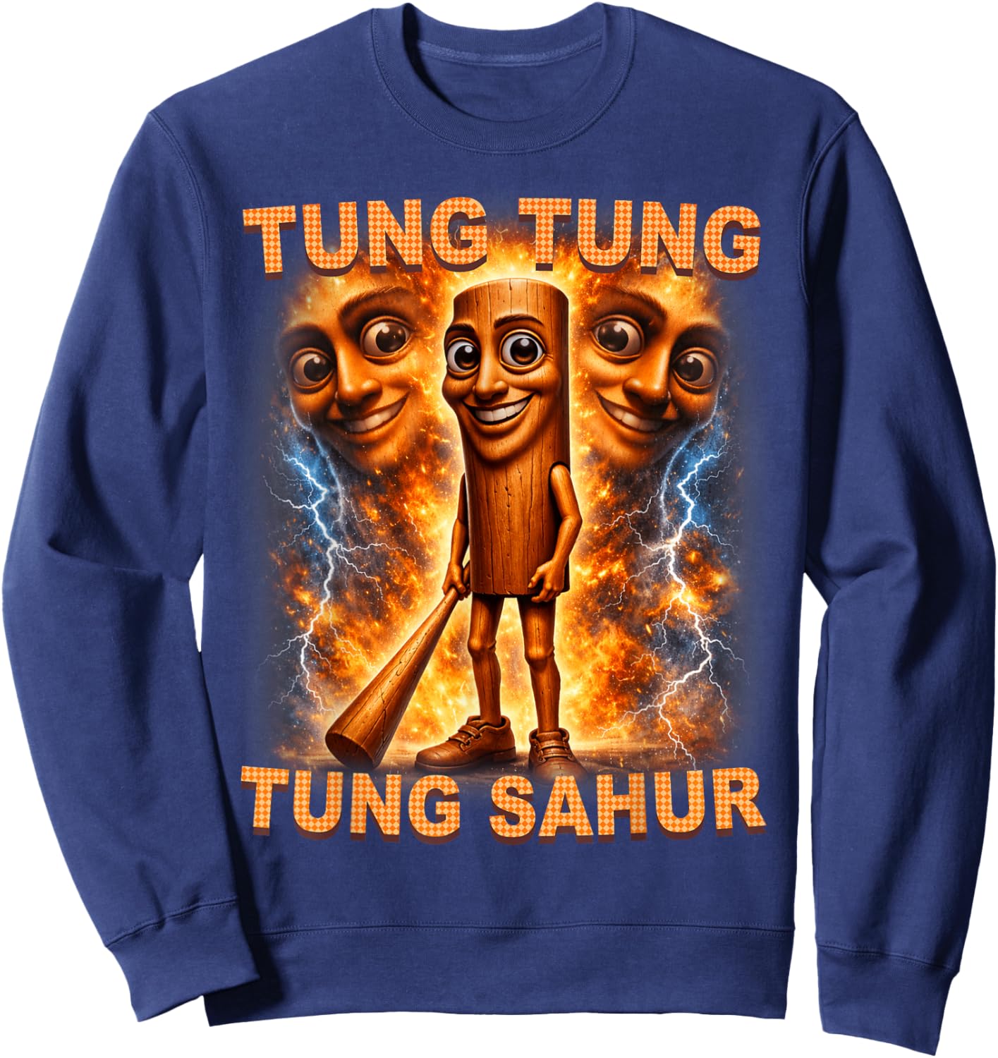 Tung Tung Tung Sahur is Calling Funny Italian Brainrot Sweatshirt - Sweatshirt | Navy