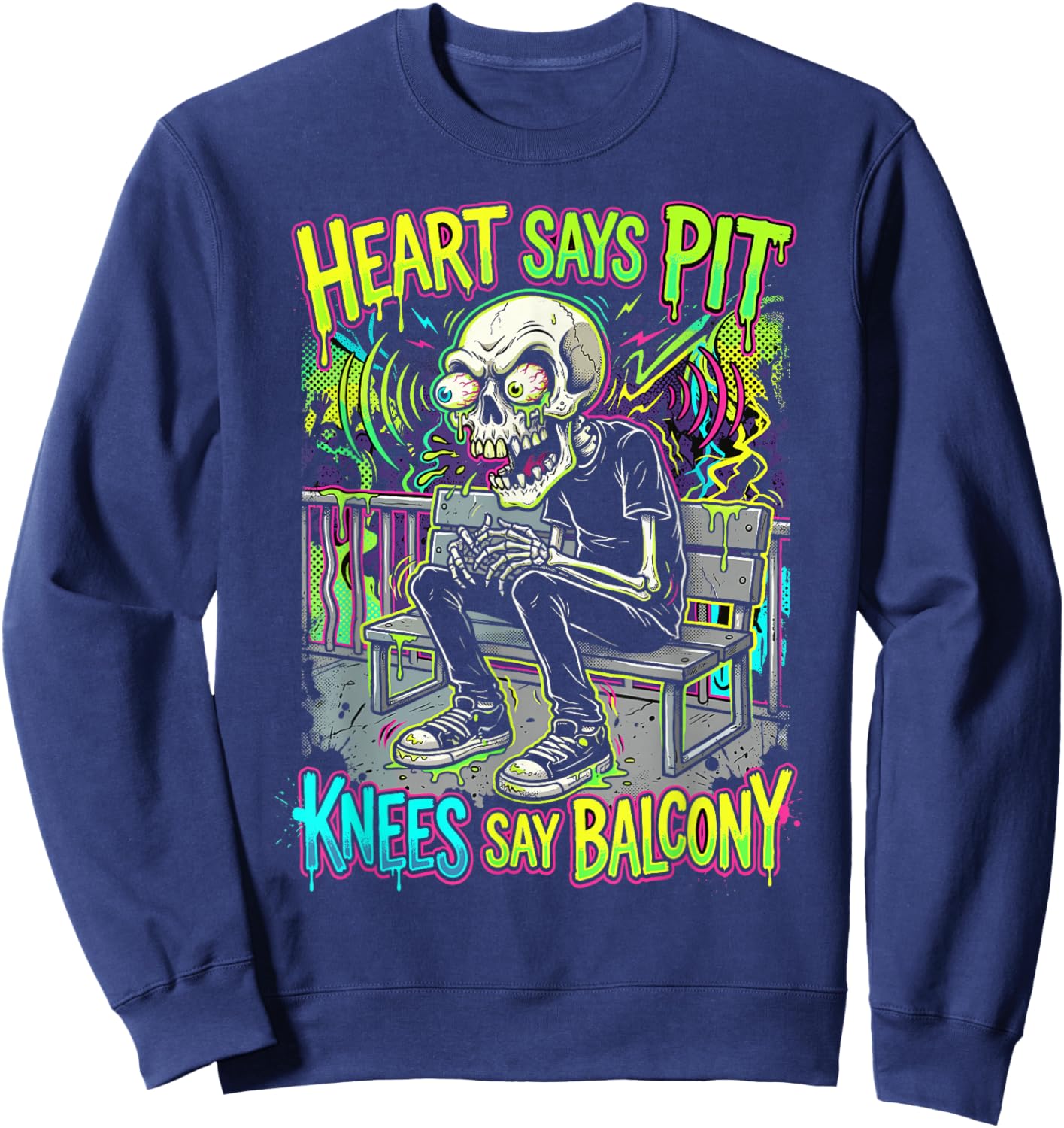 Skeleton Punk Rock Concert Sweatshirt - Sweatshirt | Navy