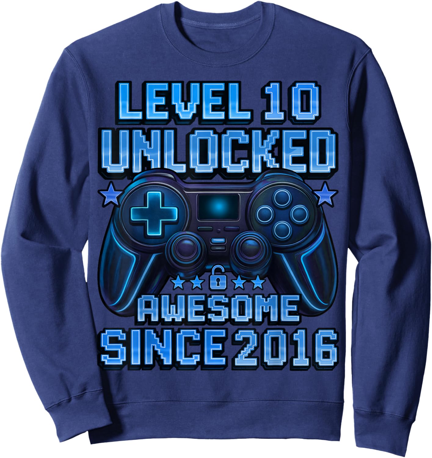 Level 10 Unlocked 10 Year Old Gifts Boys 10th Birthday Boy Sweatshirt - Sweatshirt | Navy
