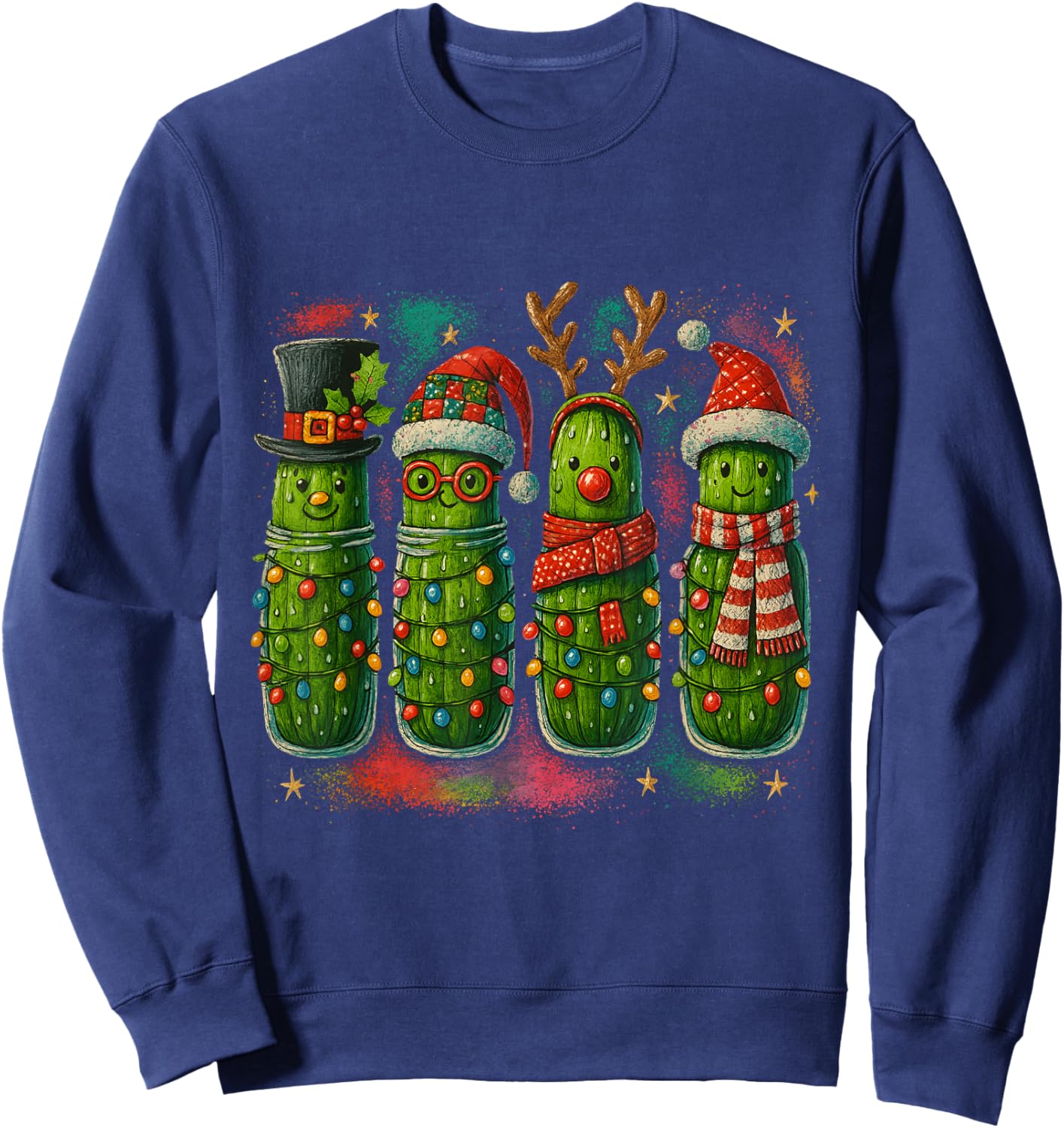 Funny Christmas Pickles – Festive Holiday Veggie Sweatshirt - Sweatshirt | Navy