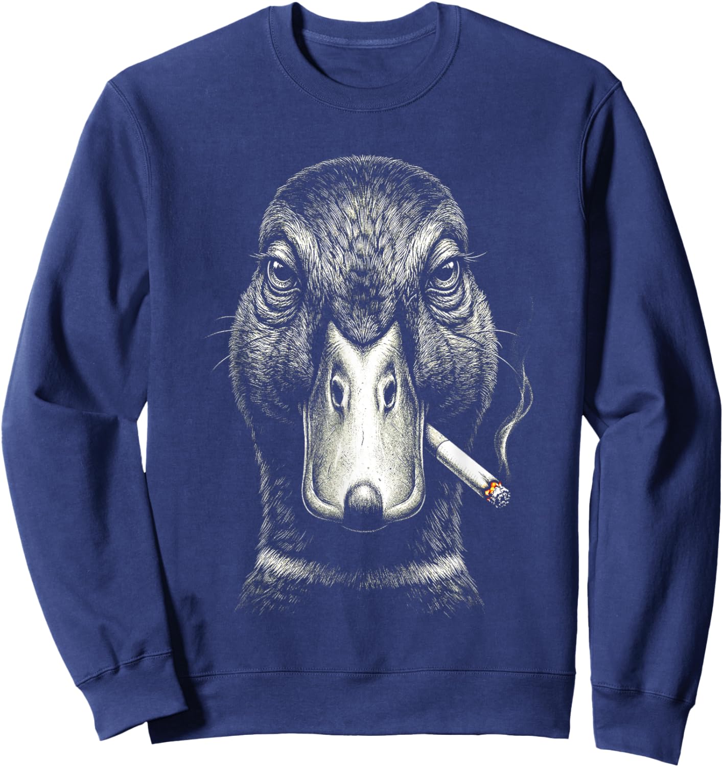 Mallard Smoking Cigarette Funny Mallard Duck Hunting Sweatshirt - Sweatshirt | Navy