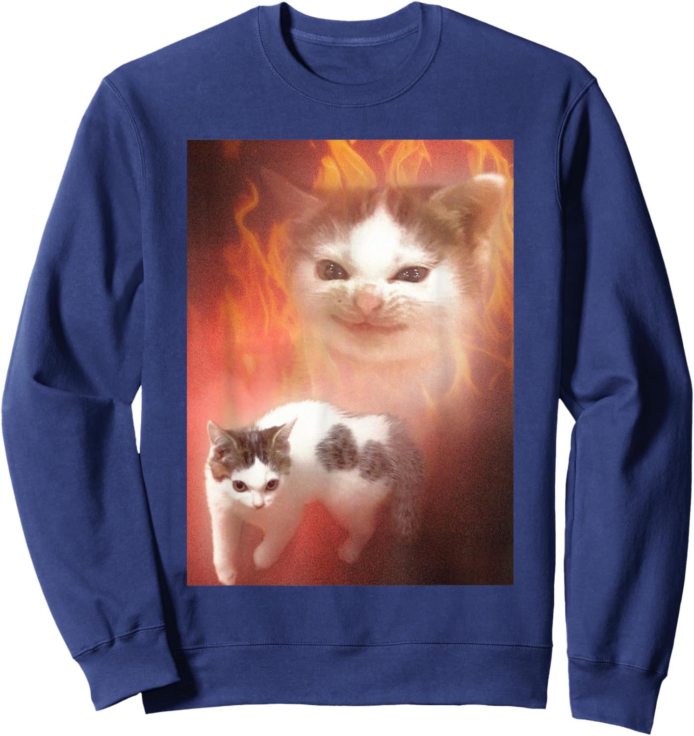 Vintage Angry Cat Meme Funny Saying Cats Animals Men Women Sweatshirt - Sweatshirt | Navy