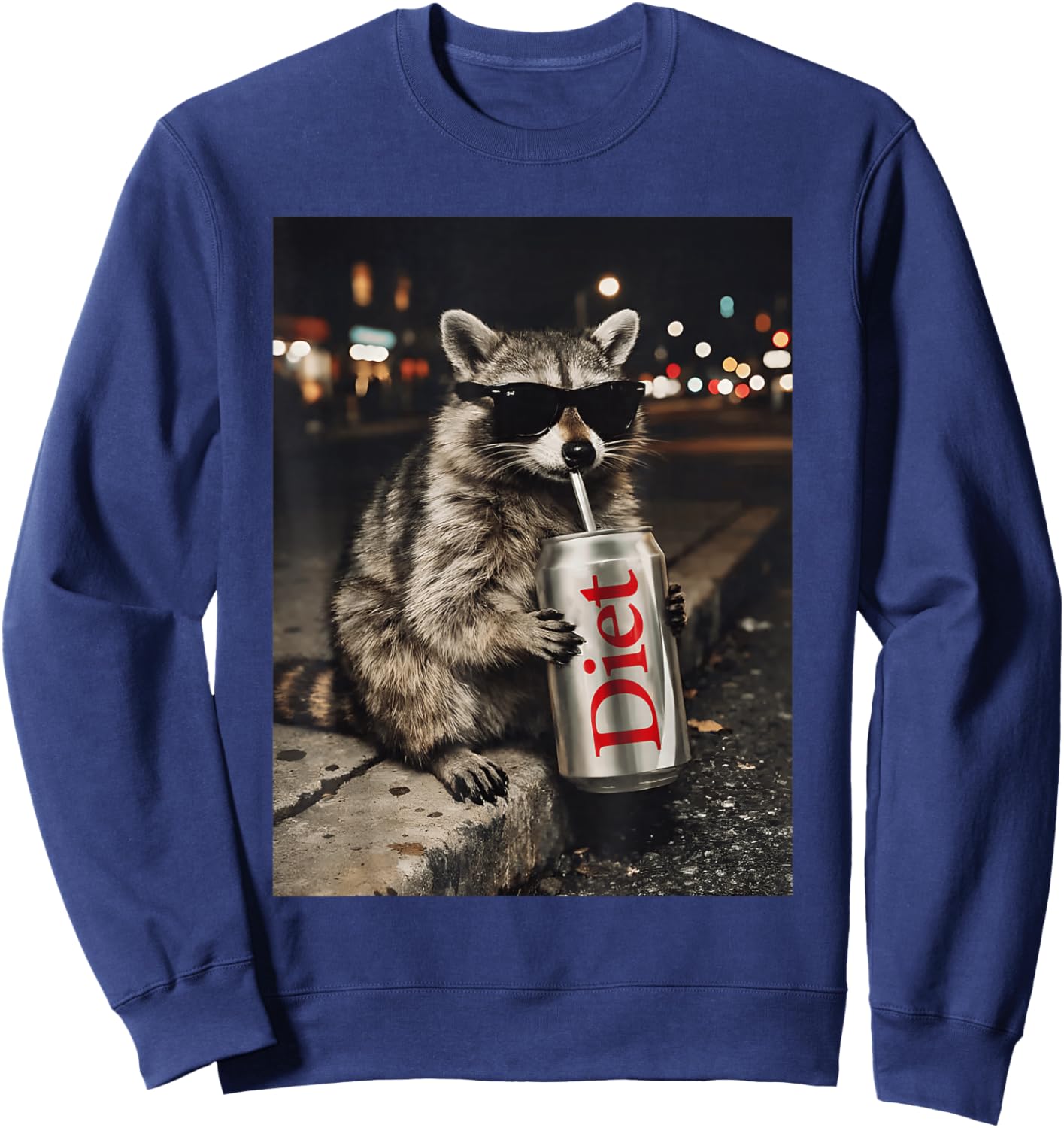 Raccoons Diet Soda Funny Animal Meme Genz Dank Raccoon Meme Sweatshirt - Sweatshirt | Navy