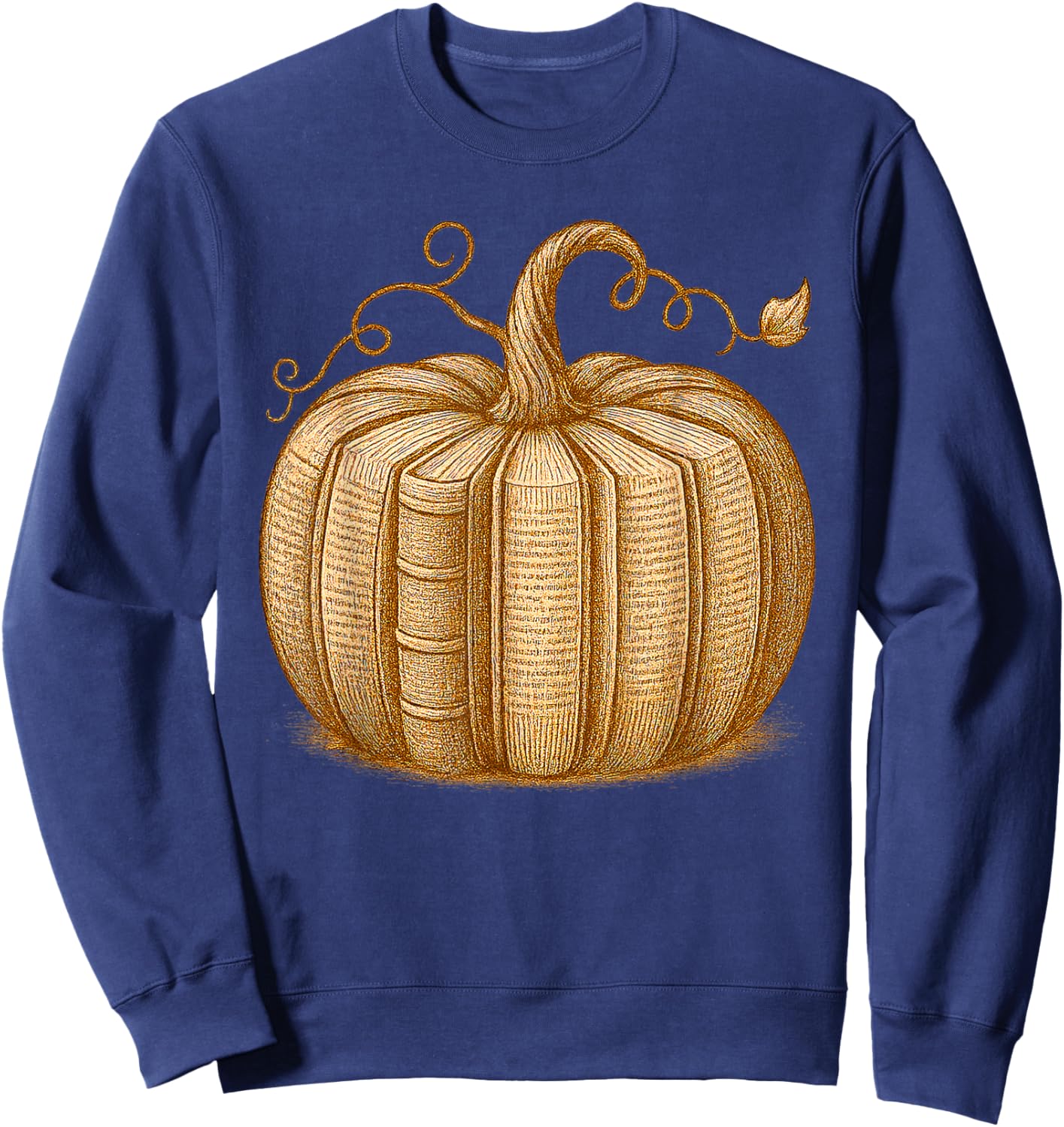 Book Pumpkin Autumn Reading Halloween Fall Design Men Women Sweatshirt - Sweatshirt | Navy