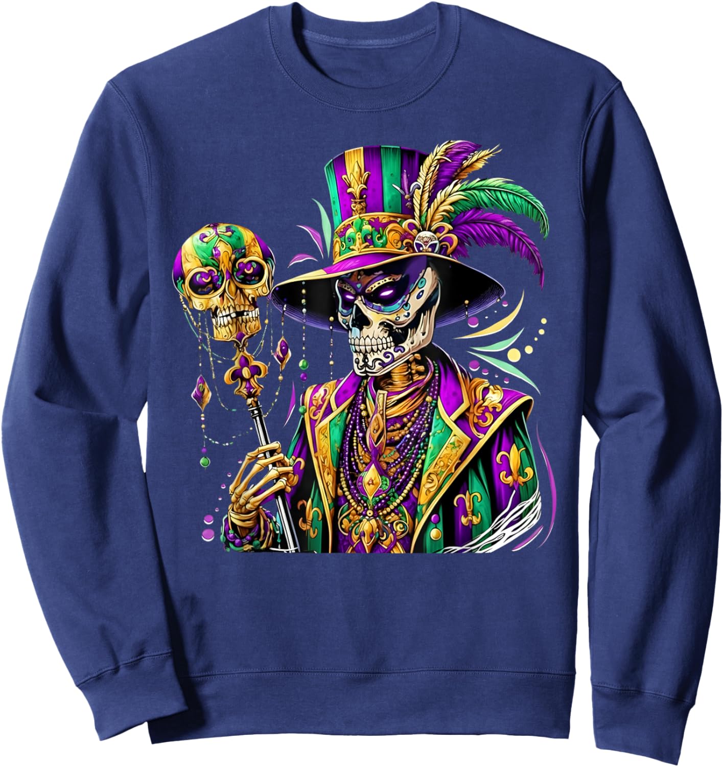 Mardi Gras Costume Sugar Skull Carnival New Orleans Trip Sweatshirt - Sweatshirt | Navy