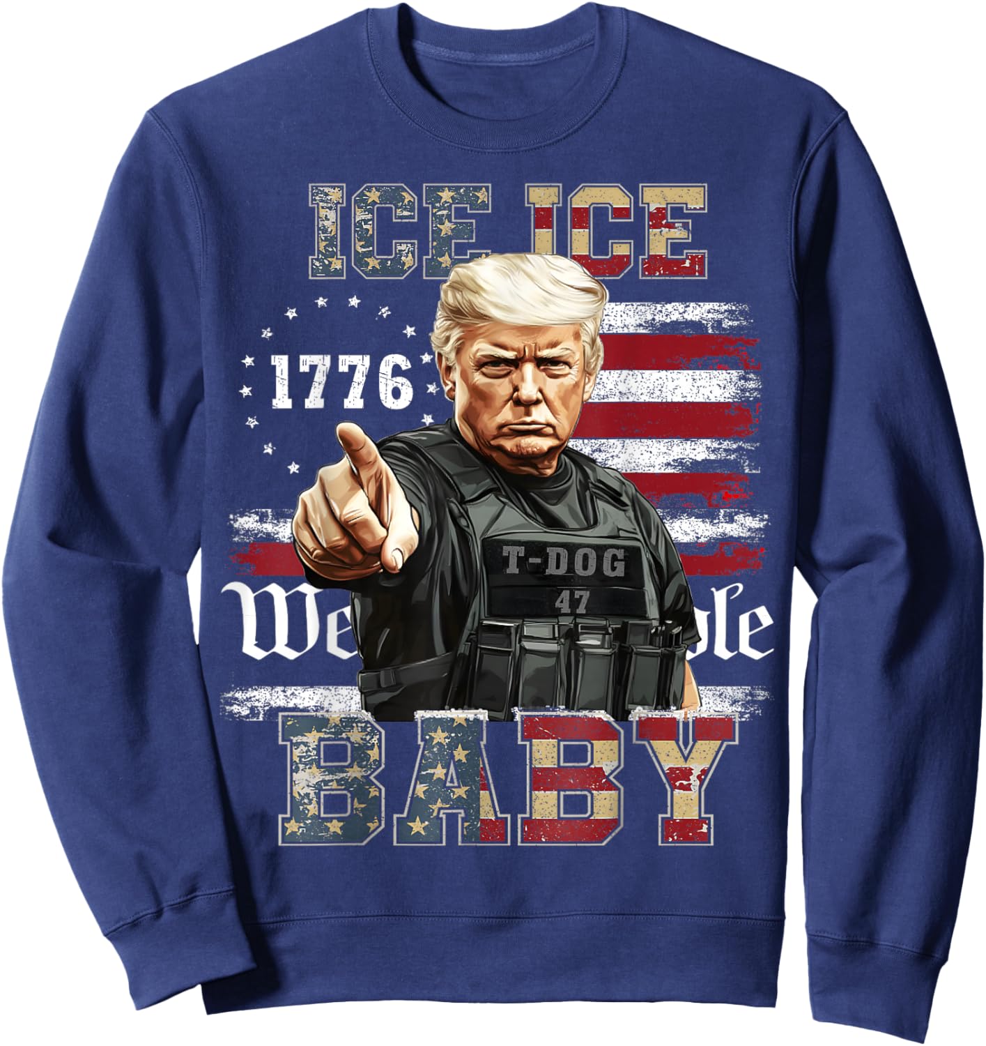Vintage Ice Ice Baby Funny Trump Sweatshirt - Sweatshirt | Navy