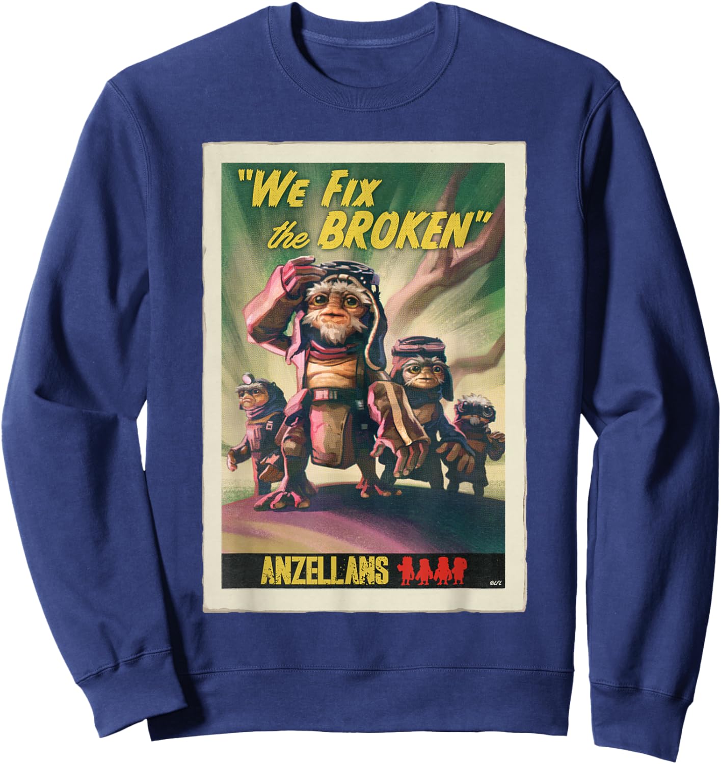 Star Wars The Mandalorian and Grogu Anzellans Fix the Broken Sweatshirt - Sweatshirt | Navy