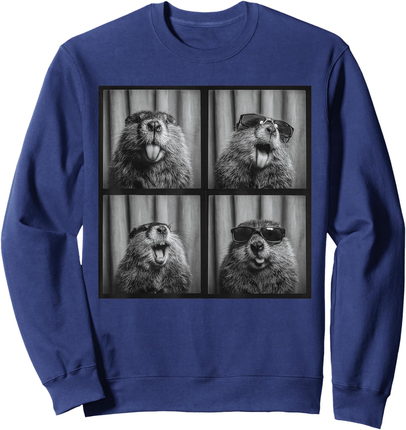 Funny Beaver Sunglasses Sweatshirt - Sweatshirt | Navy