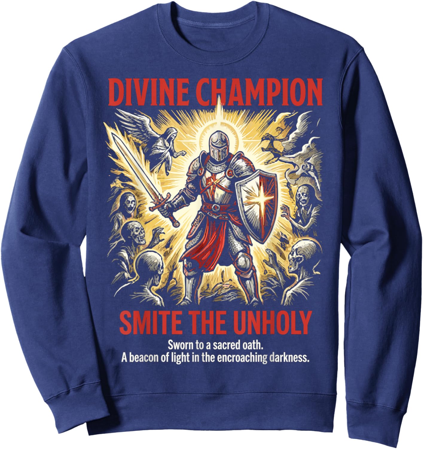 Paladin Divine Champion Tabletop Dark RPG Fantasy Gamer Sweatshirt - Sweatshirt | Navy