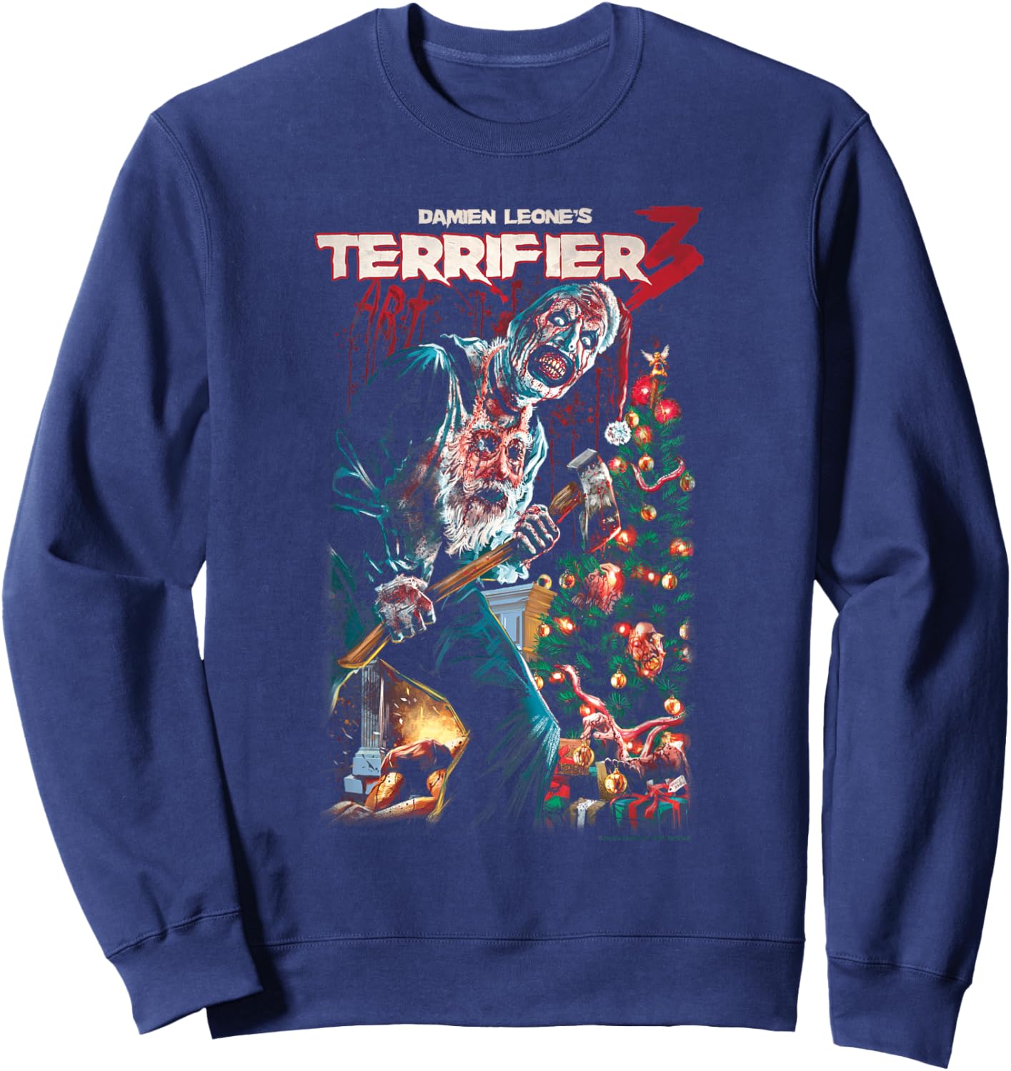 Terrifier 3 Haunting Holiday Christmas Tree Poster Horror Sweatshirt - Sweatshirt | Navy