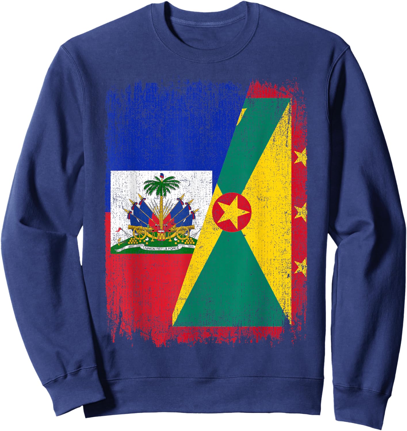 Half Haiti Grenada Flag Haitian Grenadian Pride Roots Sweatshirt - Sweatshirt | Navy