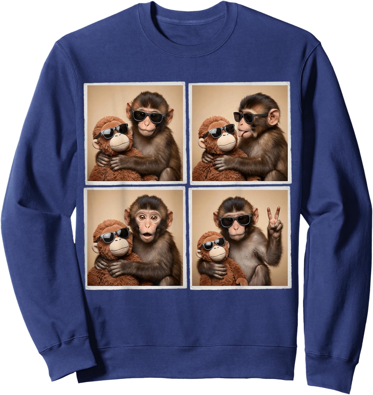 Panchi Kun Viral Video Meme Baby Monkey Punch Photobooth Sweatshirt - Sweatshirt | Navy