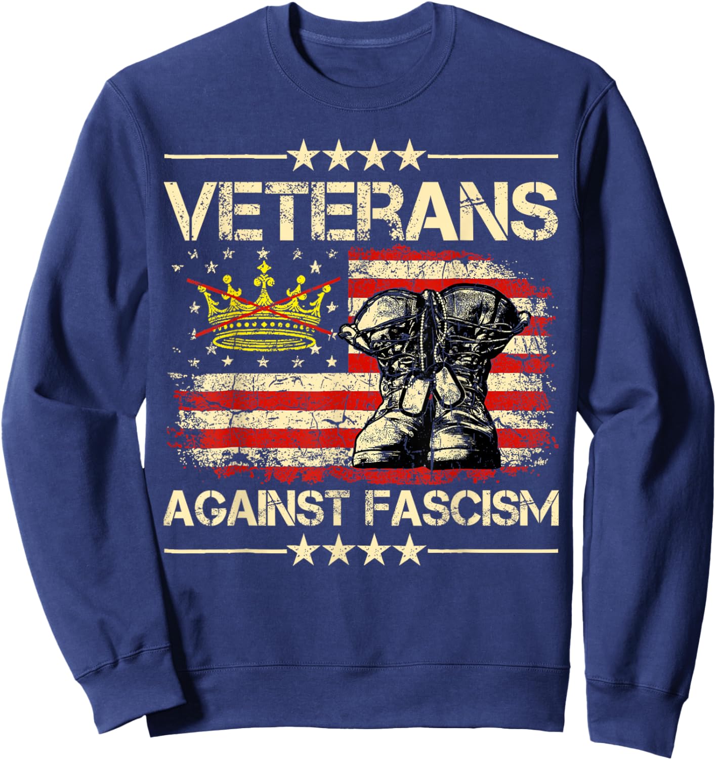 Vintage Veterans Against Fascism Men Women Sweatshirt - Sweatshirt | Navy