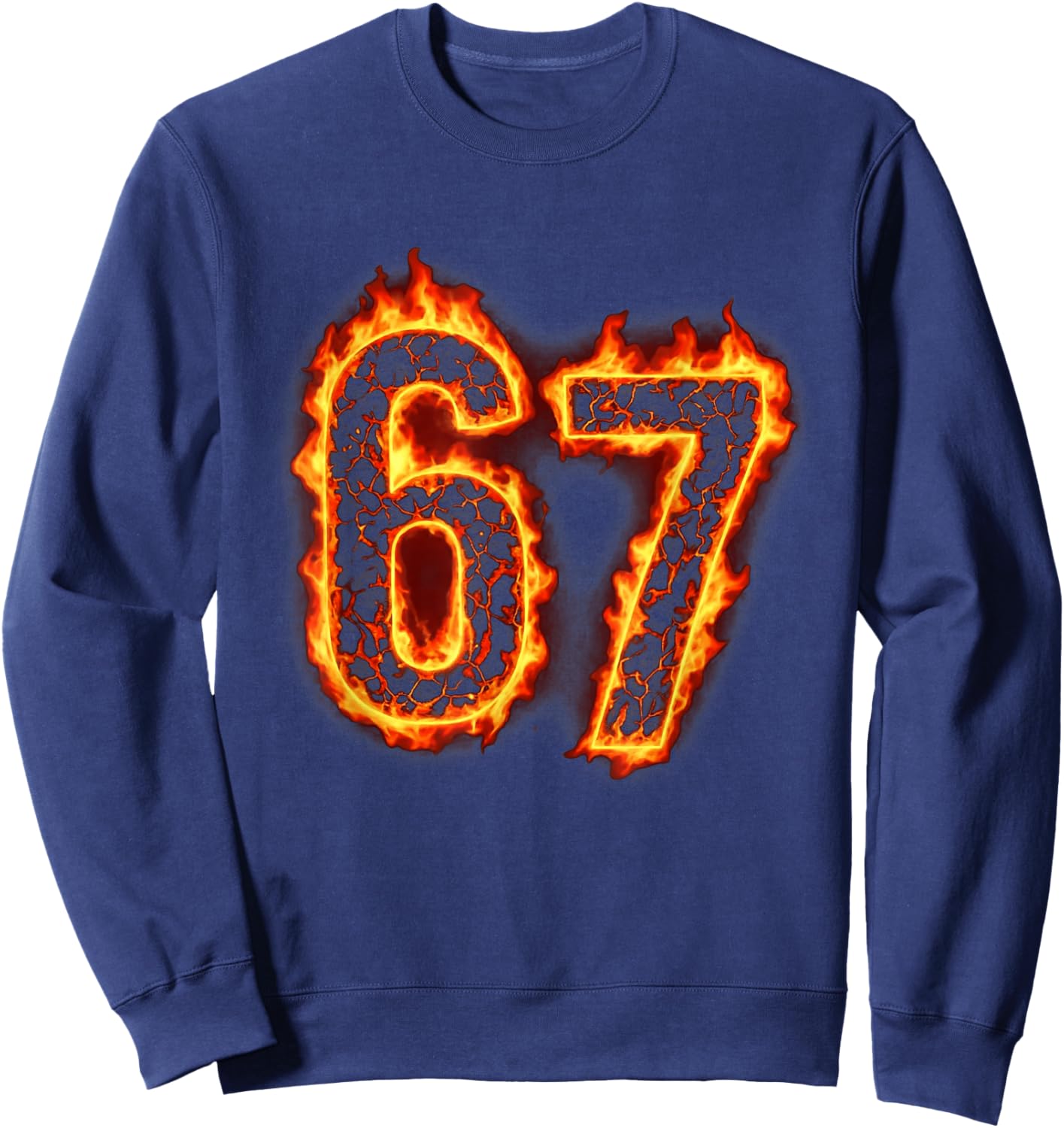 Six Seven Flame 67 Meme - Funny Gen Alpha 6 7 Sweatshirt - Sweatshirt | Navy