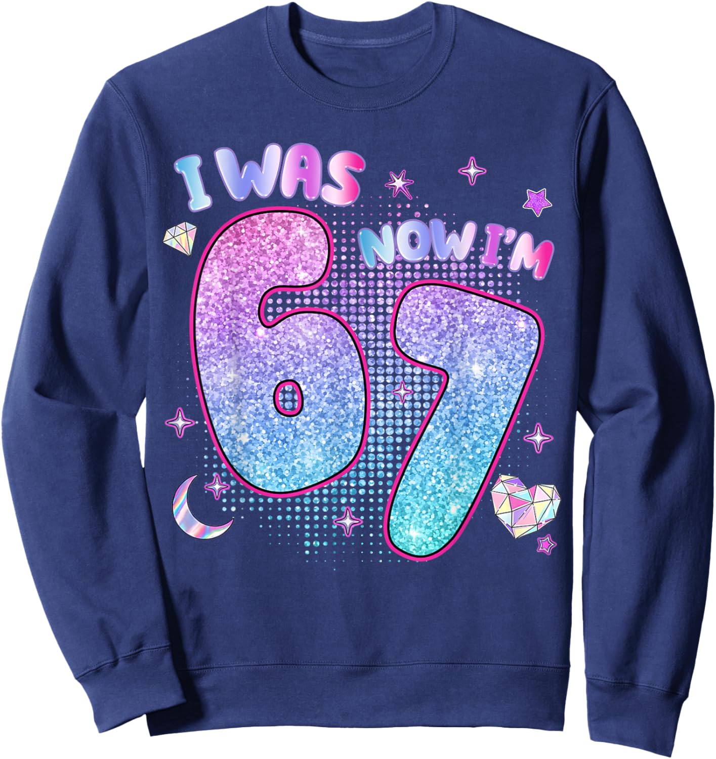 I was 6 Now I'm 7 Six Seven 7 Years Old Birthday Girl Kpop Sweatshirt - Sweatshirt | Navy