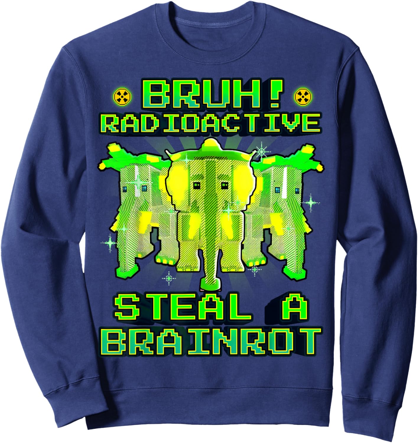 Bruh Radioactive Strawberry Elephant Funny Brainrot for Kids Sweatshirt - Sweatshirt | Navy