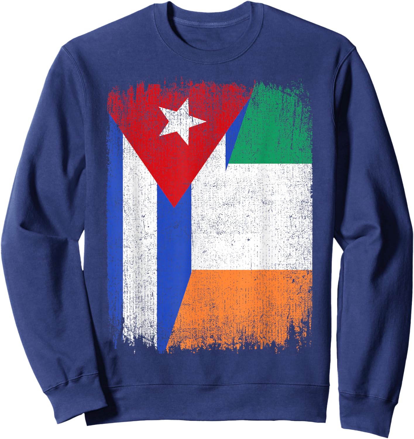 Half Cuba Ireland Flag Cuban Irish Pride Roots Sweatshirt - Sweatshirt | Navy