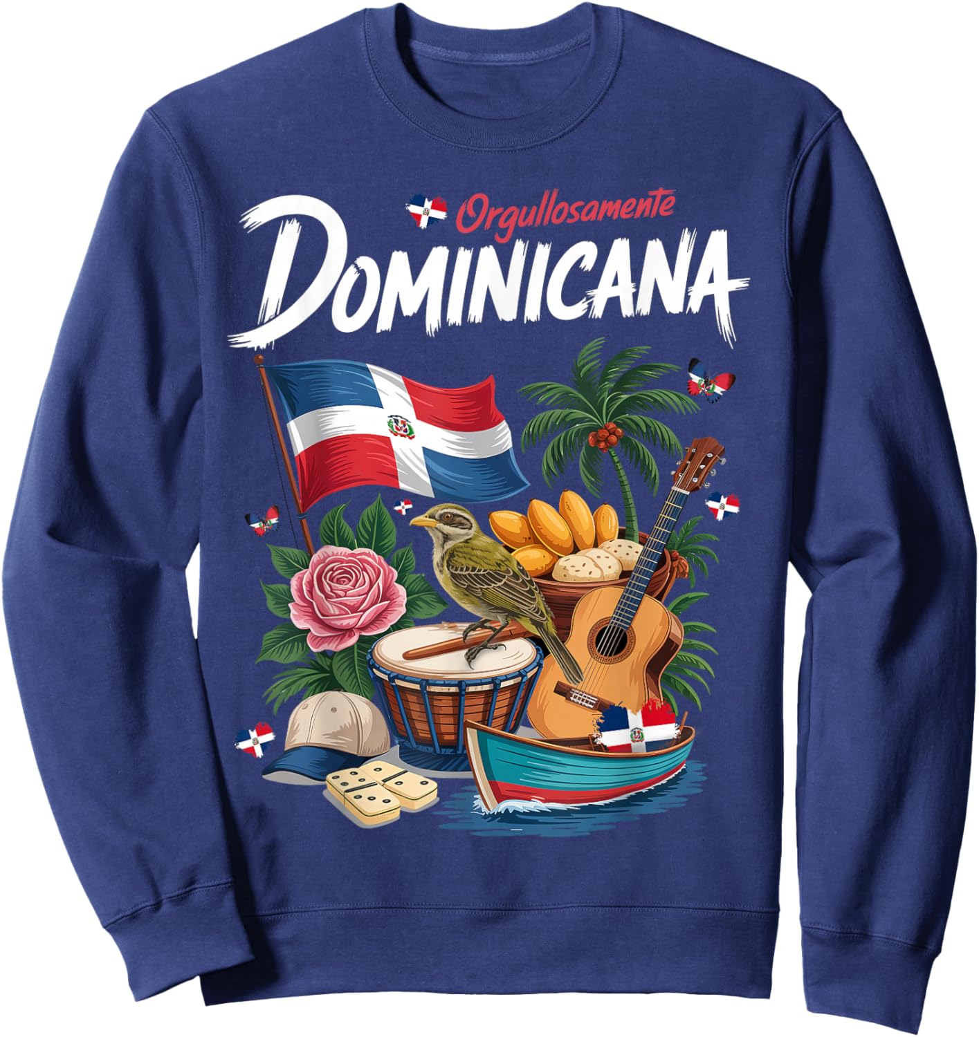 Dominicana Outfit Idea Dominican Republic Themed Sweatshirt - Sweatshirt | Navy