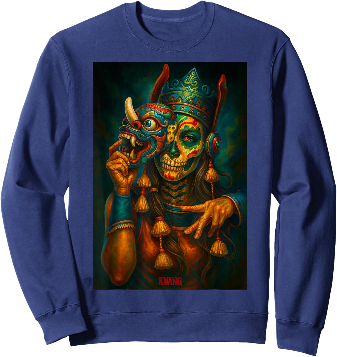 Diosa Azteca con Máscara Sweatshirt - Sweatshirt | Navy