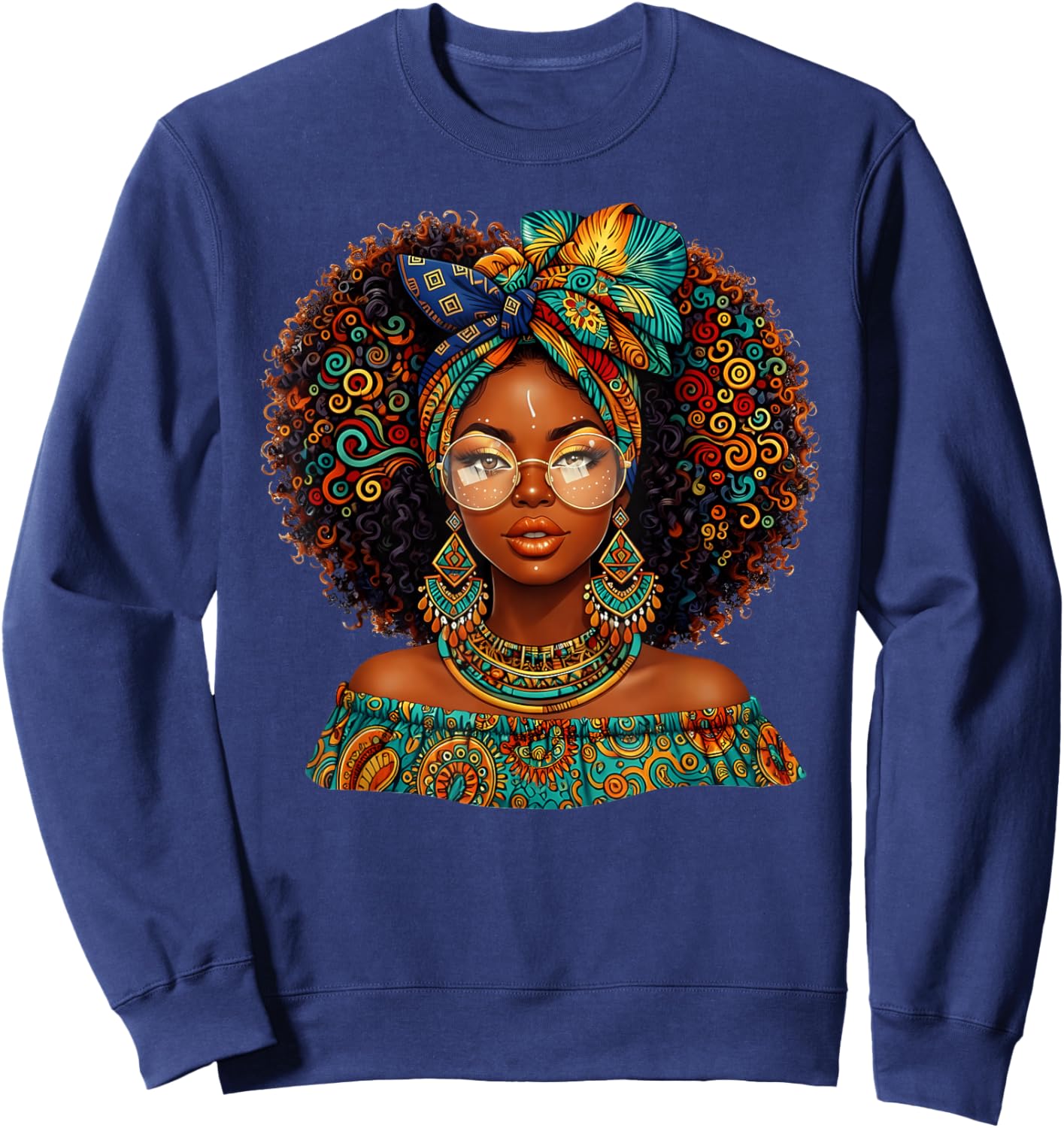 Black History Afro Melanin Queen African American Women Girl Sweatshirt - Sweatshirt | Navy