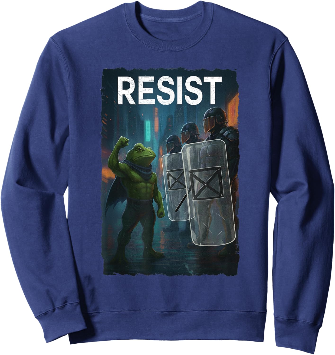 Frogs Resist Portland Frog Protest Activist Men Women Sweatshirt - Sweatshirt | Navy