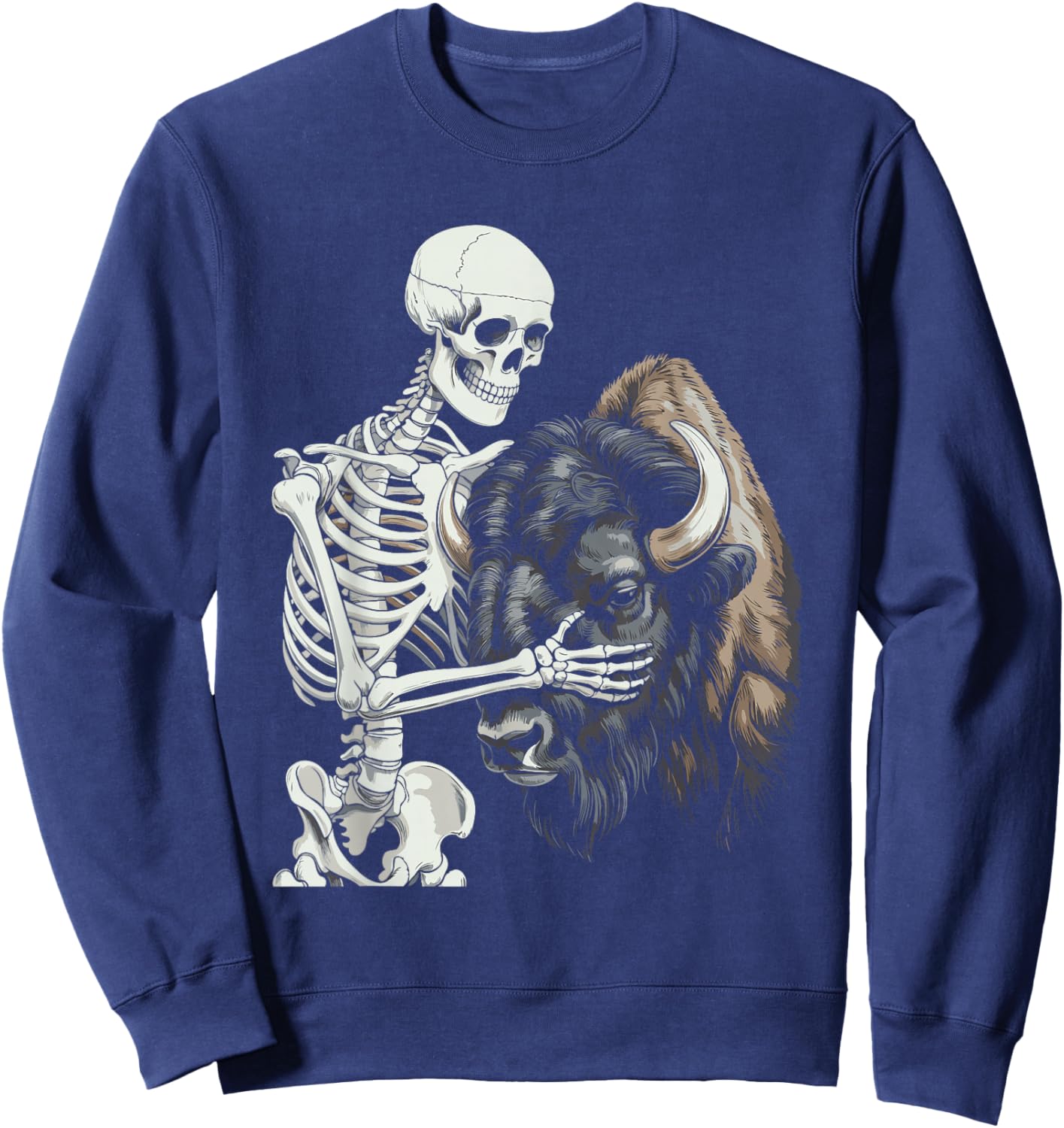 Bison Skeleton Buffalo Halloween Sweatshirt - Sweatshirt | Navy