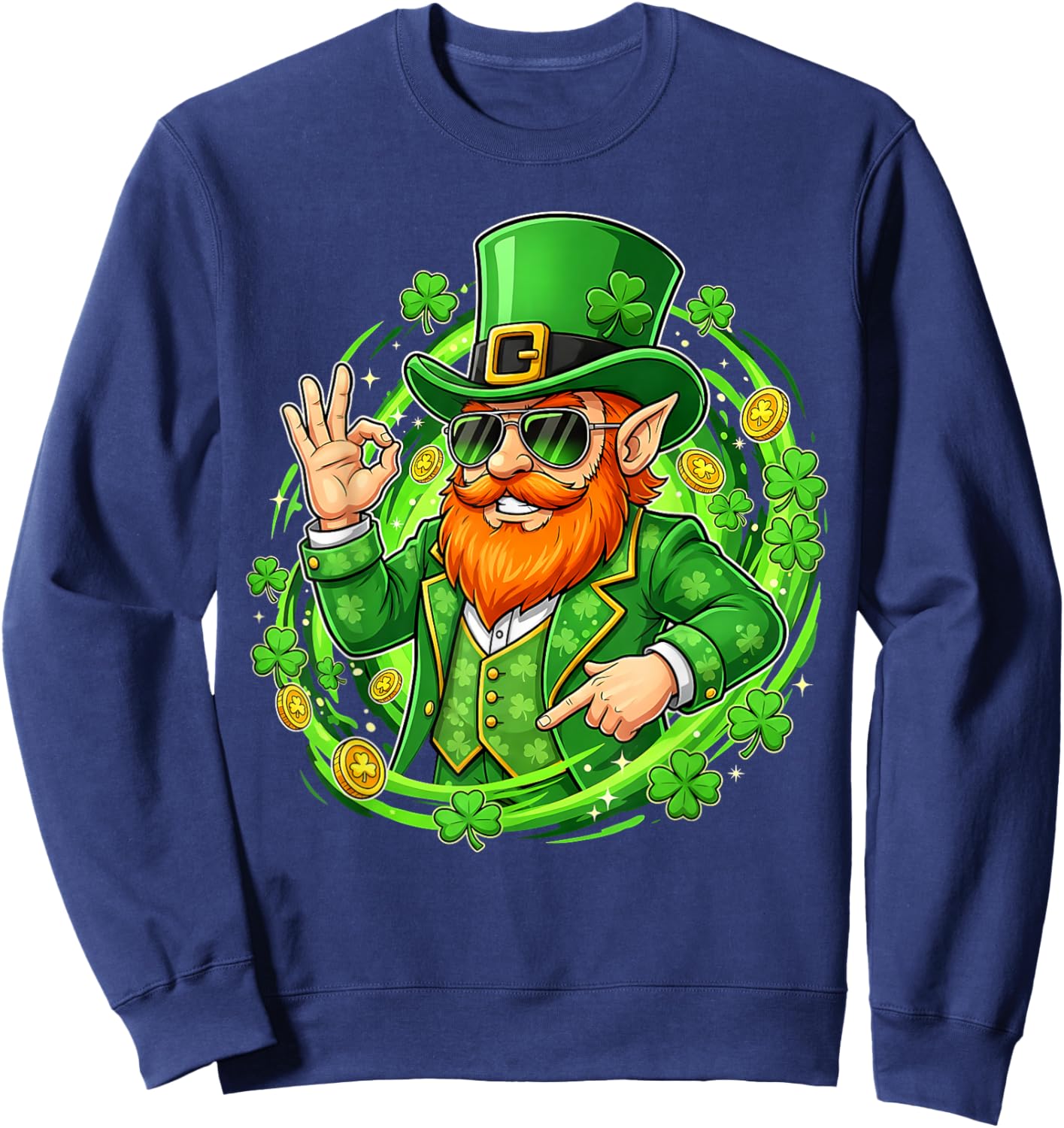 67 Six Seven Gen Alpha Slang Leprechaun Funny St. Patricks Sweatshirt - Sweatshirt | Navy