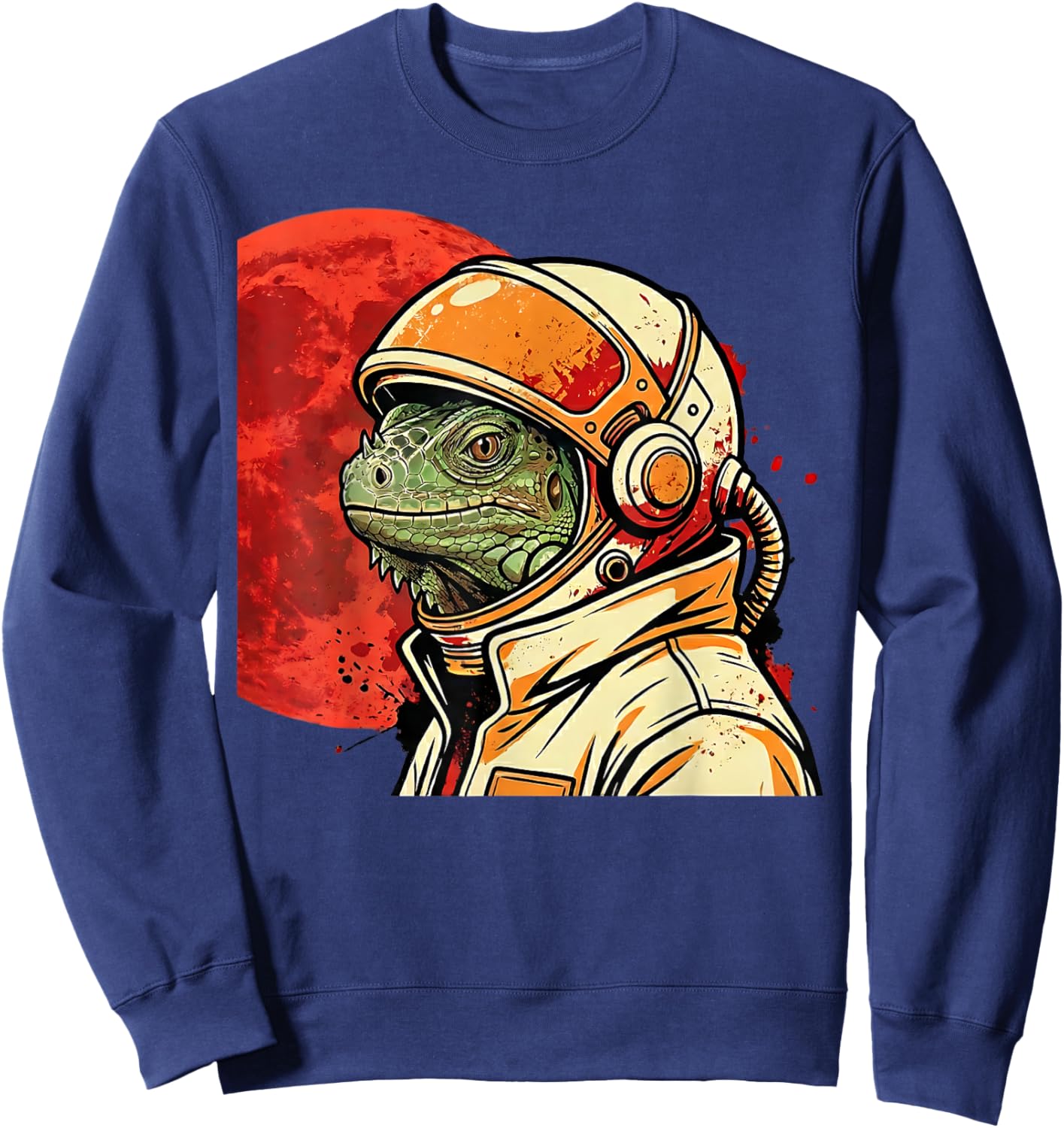 Cute Japanese Retro Space Astronaut Lizard Anime Kids Sweatshirt - Sweatshirt | Navy