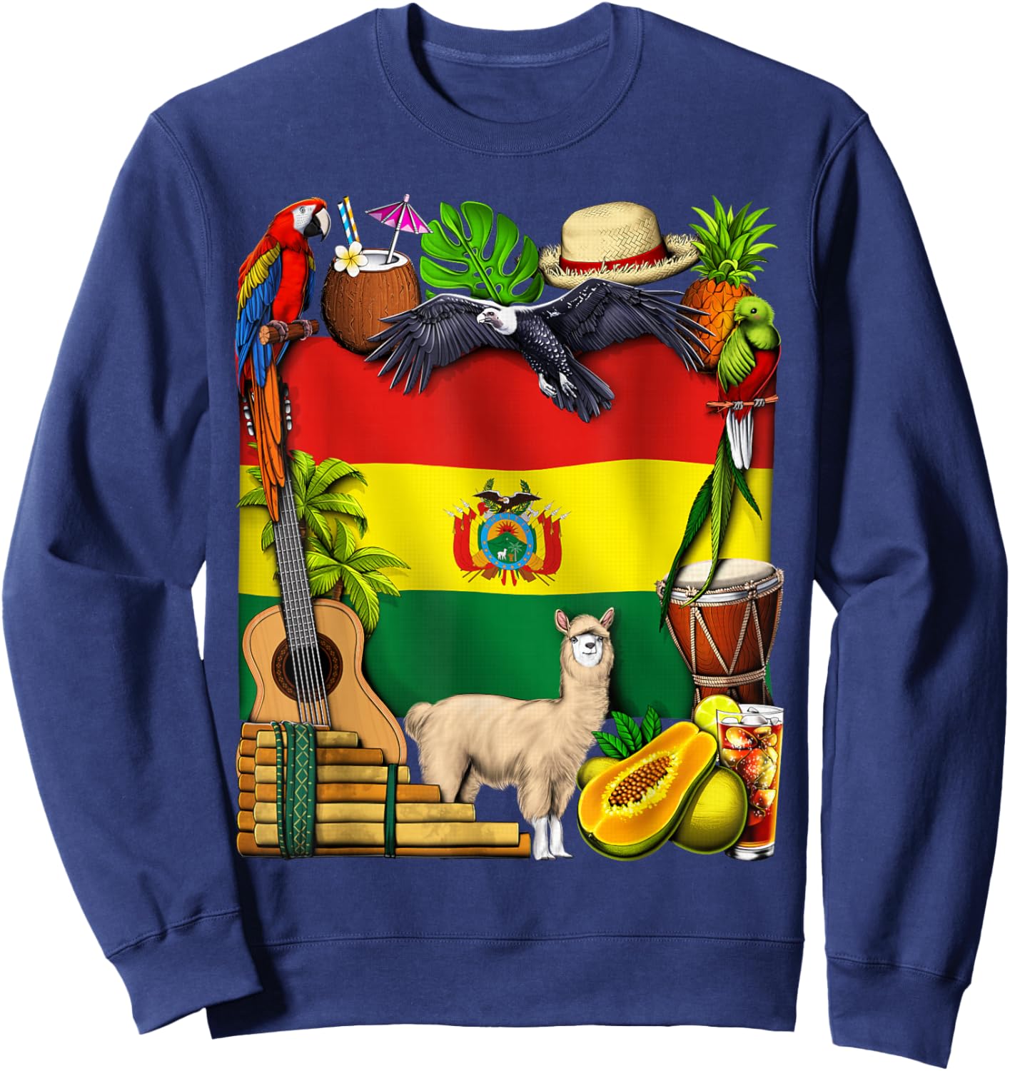 Bolivia Flag Bolivian Heritage Bolivian Roots Proud Bolivian Sweatshirt - Sweatshirt | Navy