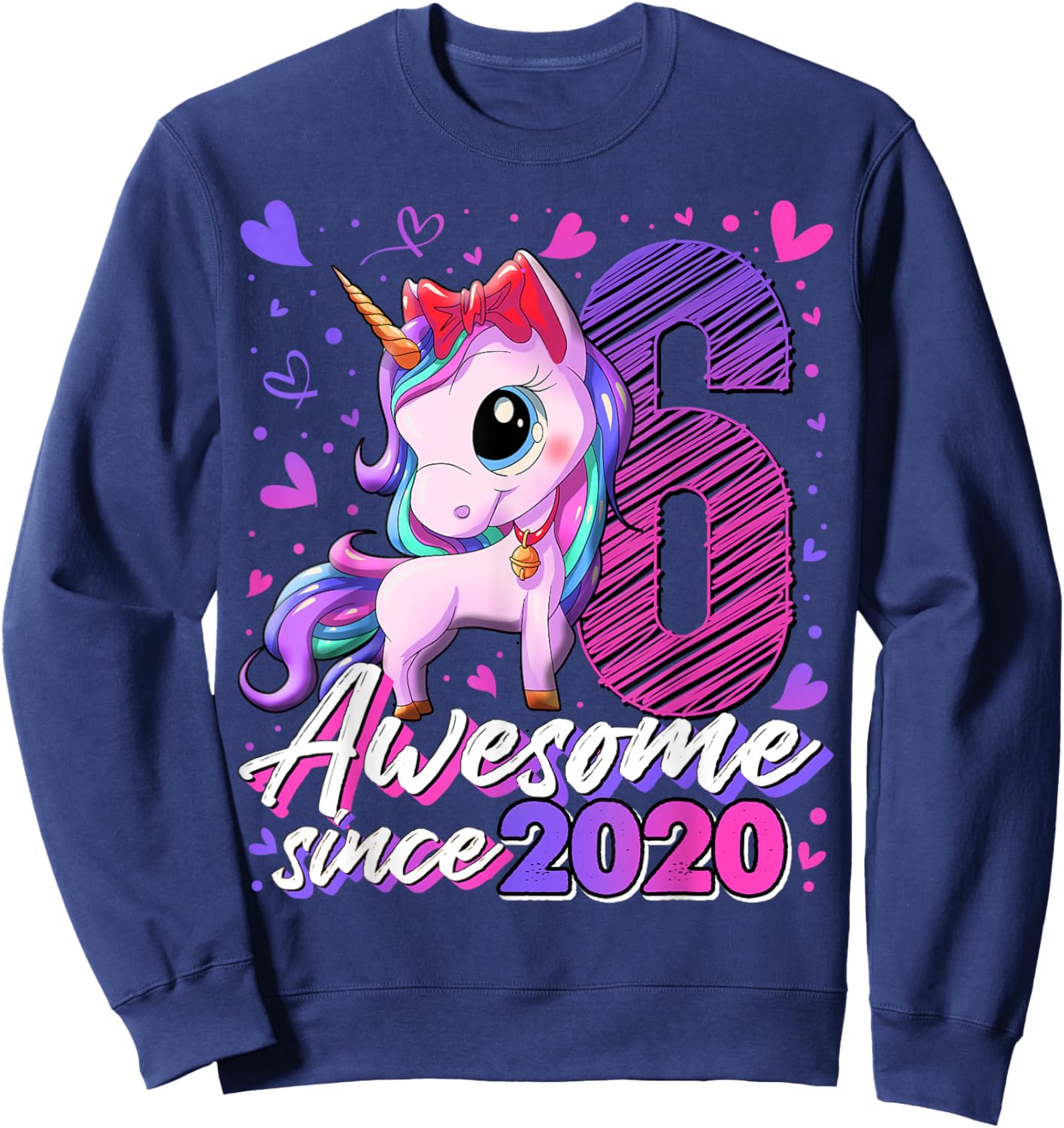 6th Birthday Shirt Girl 6 Year Old Gifts 6 Birthday Girl Sweatshirt - Sweatshirt | Navy