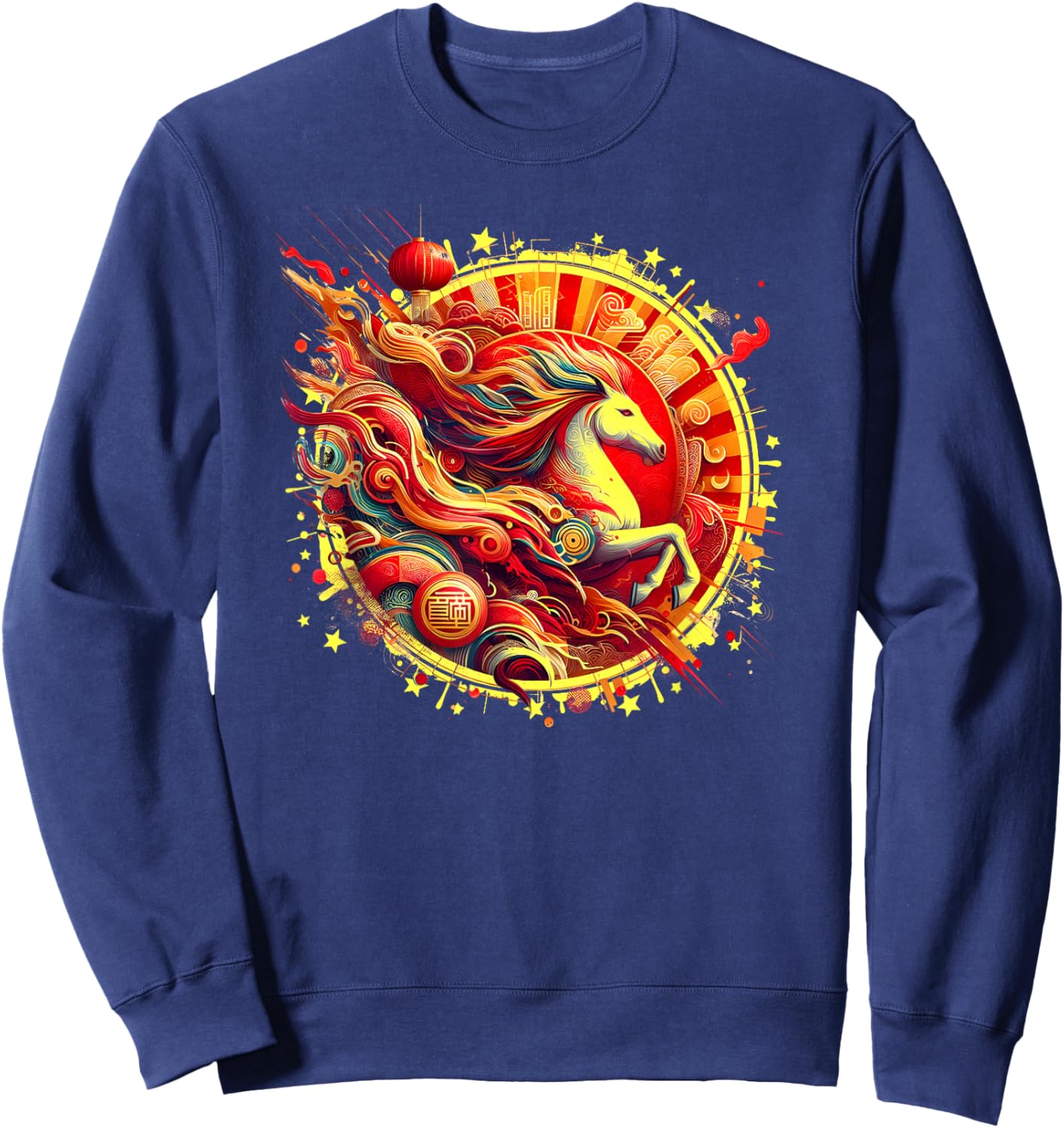 Year of Horse 2026 Chinese Zodiac Lunar New Year Sweatshirt - Sweatshirt | Navy