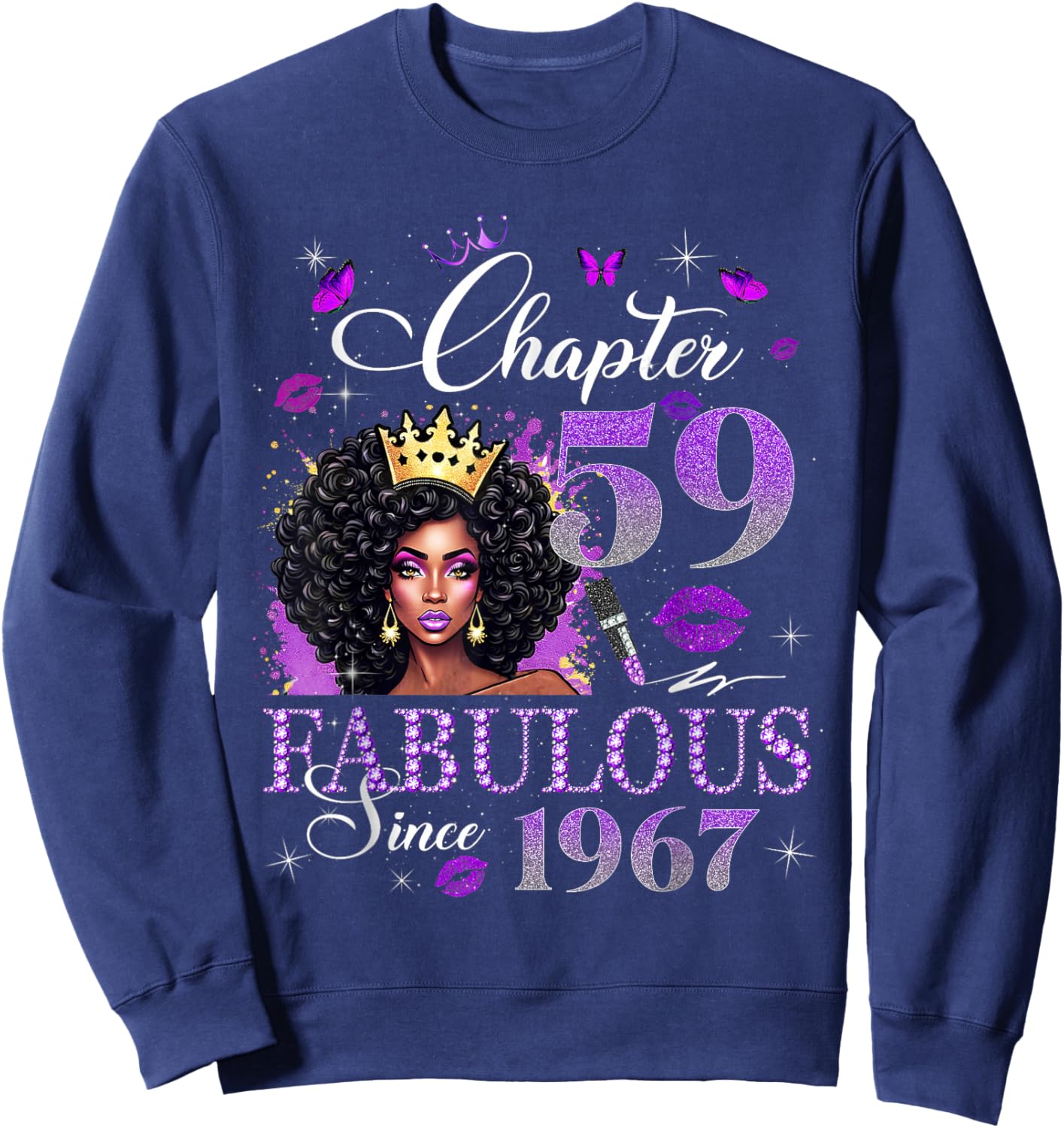 Chapter 59 Fabulous Since 1967 Black Queen Diamond Sweatshirt - Sweatshirt | Navy