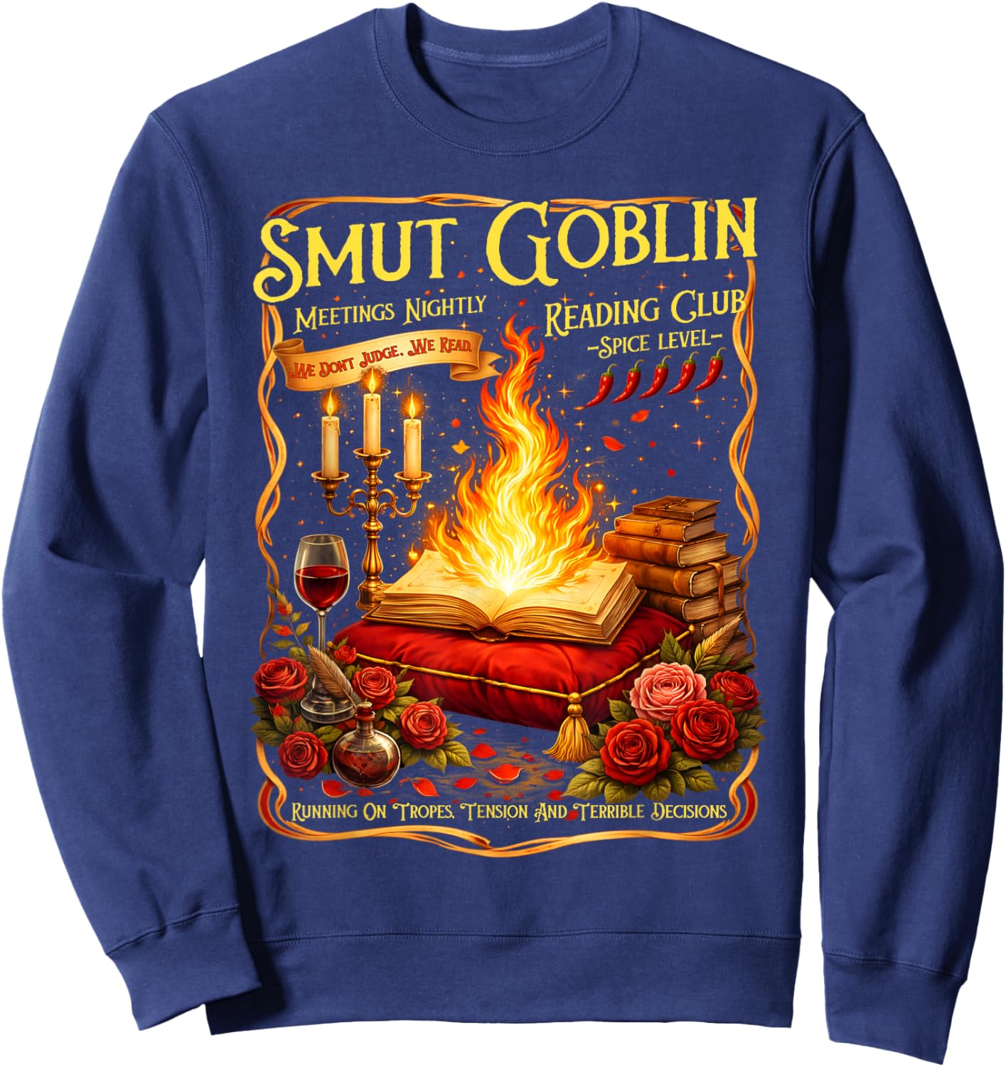 Vintage Smut Goblin Dark Romance Bookish Book Lovers Sweatshirt - Sweatshirt | Navy