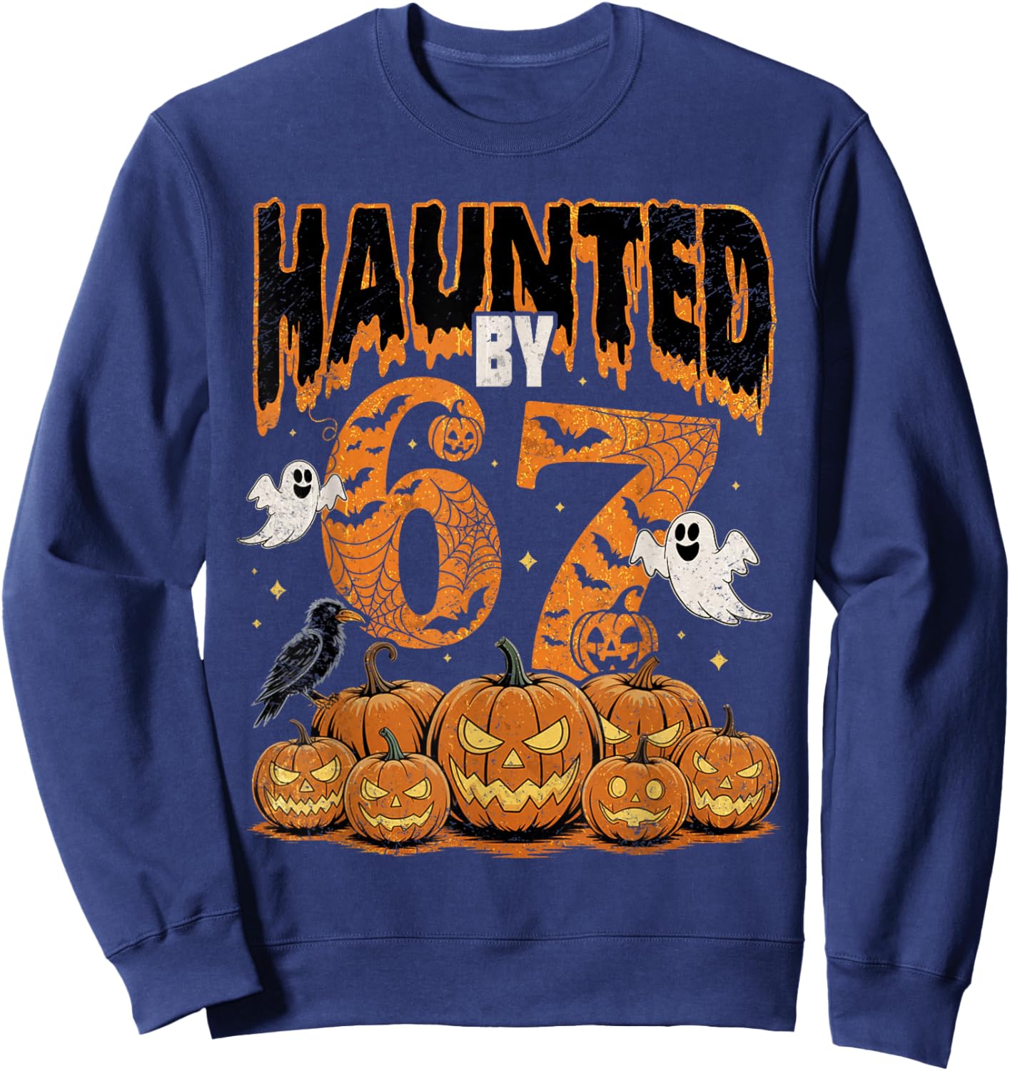 67 Meme Halloween Costume Brainrot Haunted 6 7 Six Seven Sweatshirt - Sweatshirt | Navy