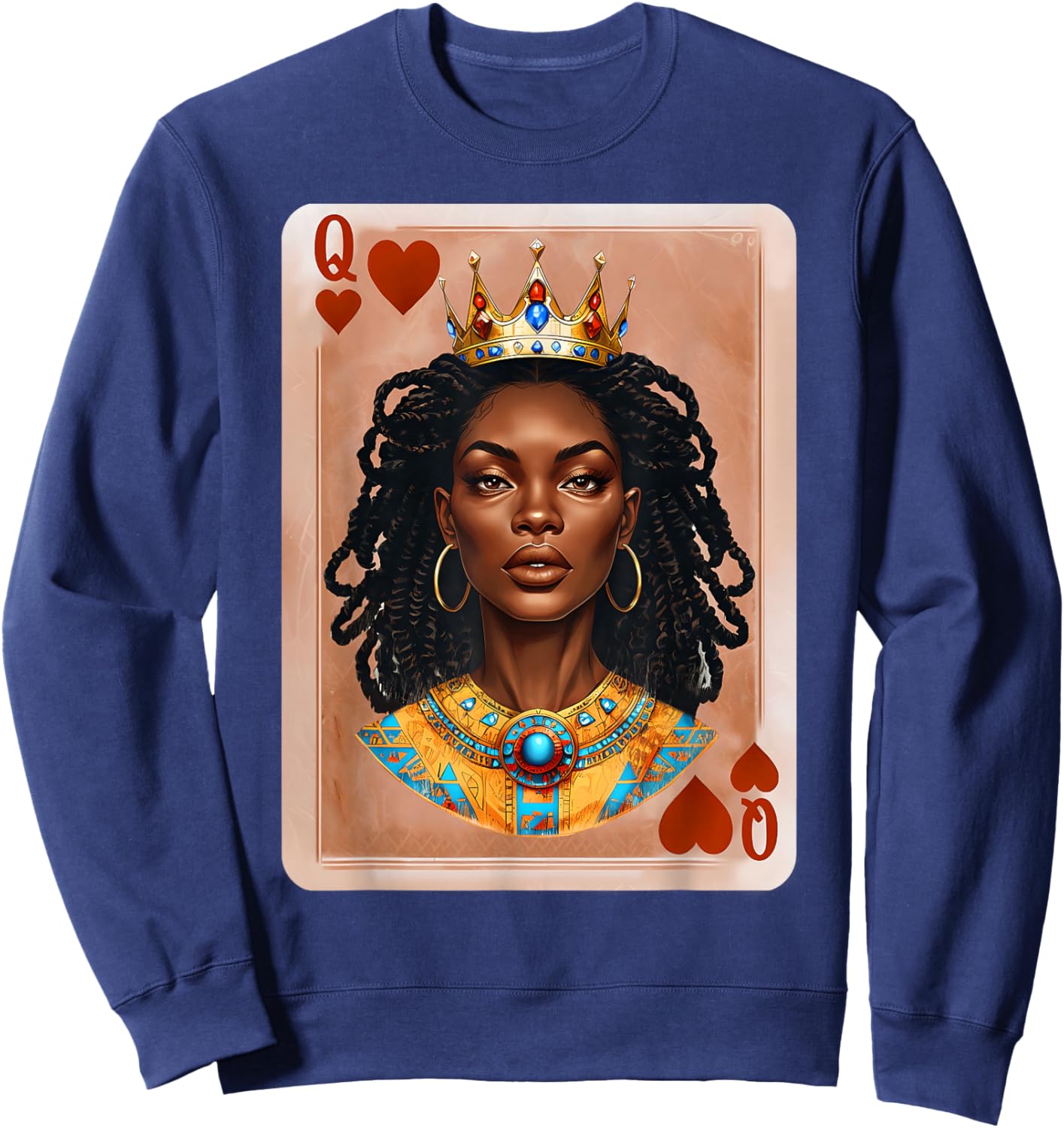 Black History Black Queen Hearts Afro Dope Melanin Woman Sweatshirt - Sweatshirt | Navy