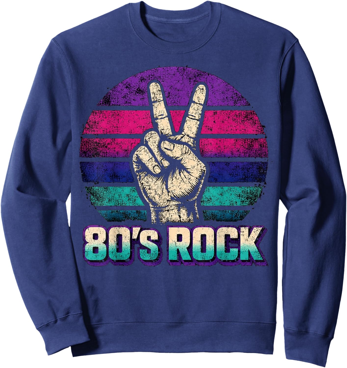 Retro Vintage Sunset 80's Rock Music Band Funny Musician Sweatshirt - Sweatshirt | Navy