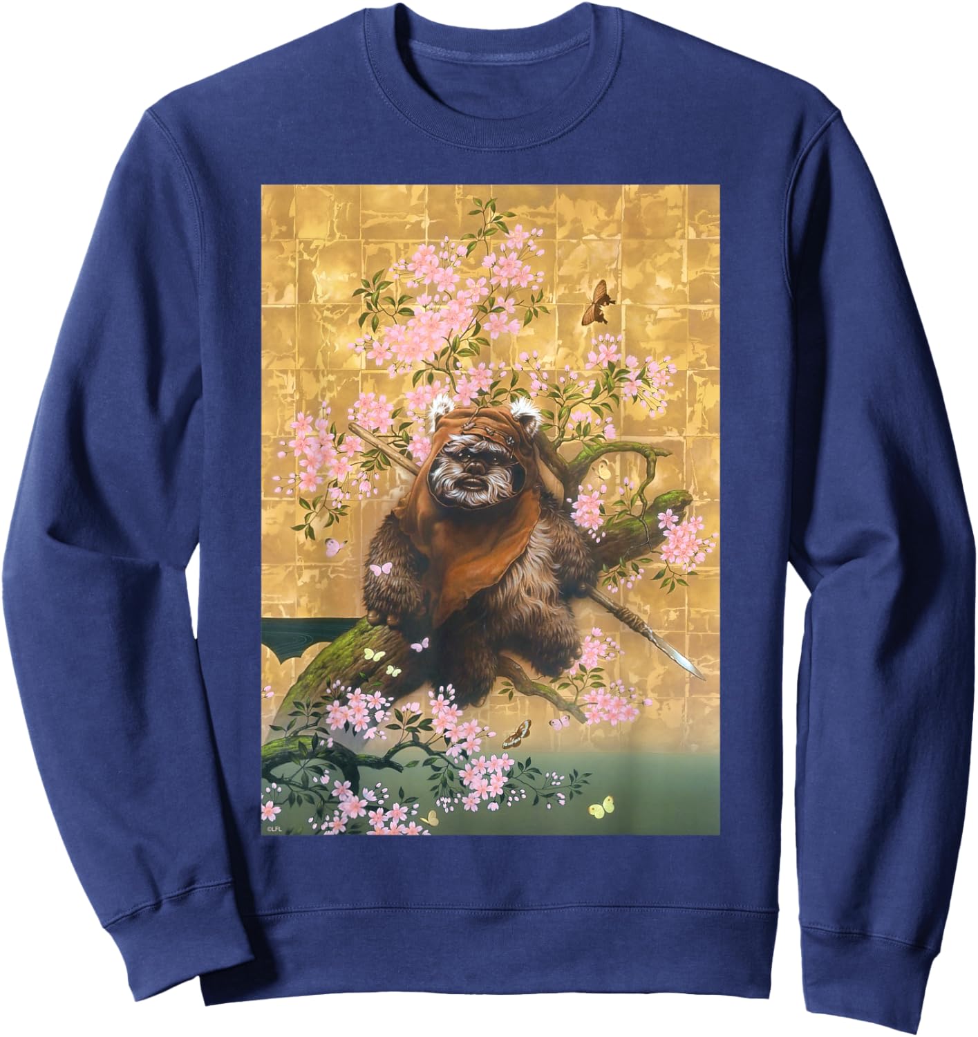 Star Wars Wicket the Ewok Spring Cherry Blossoms Sakura Art Sweatshirt - Sweatshirt | Navy