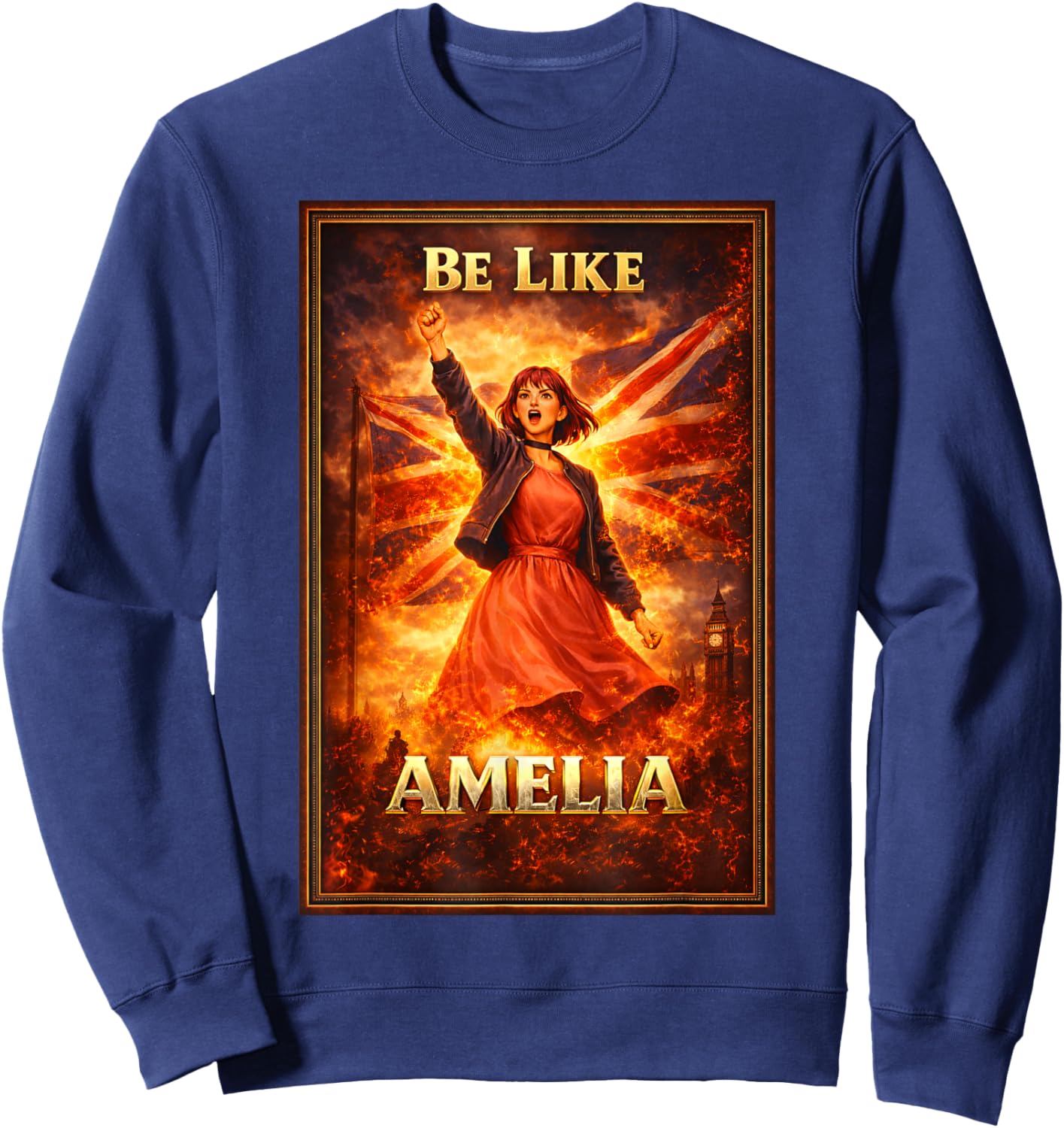 Be Like Amelia Vintage Union Jack British UK England Sweatshirt - Sweatshirt | Navy