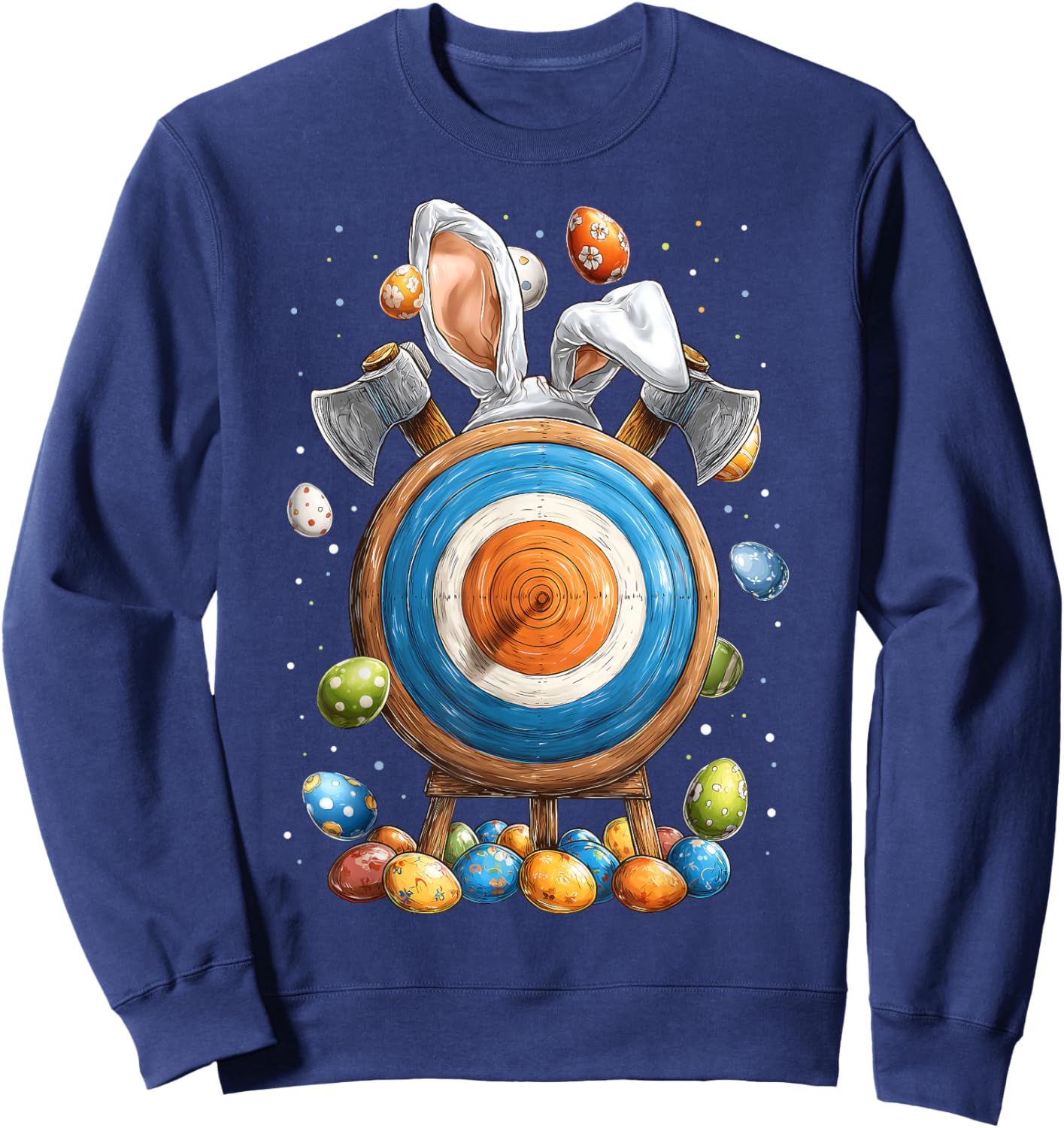 Axe Throwing Axe Thrower Easter Rabbit Eggs Bunny Ears Sweatshirt - Sweatshirt | Navy
