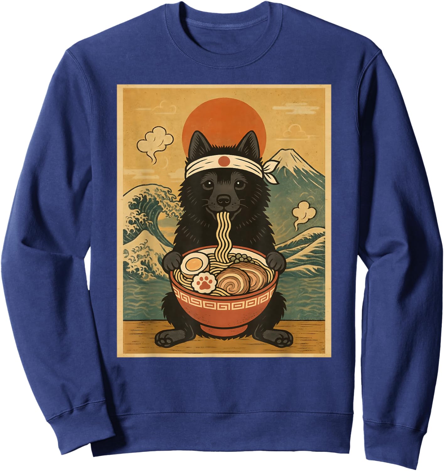Kawaii Schipperke Japanese Ramen Noodles Sweatshirt - Sweatshirt | Navy