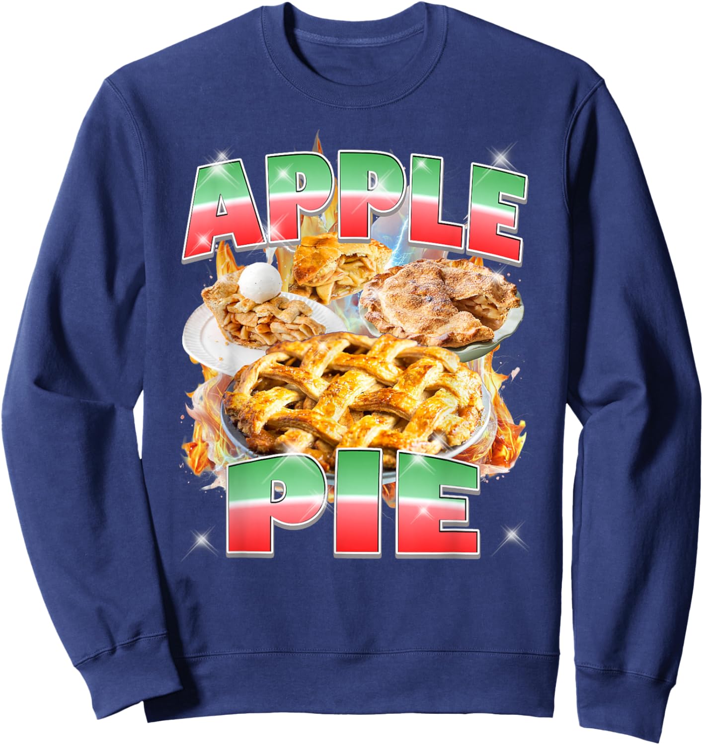 Thanksgiving Apple Pie Bootleg 90's Rap Rock Vintage Funny Sweatshirt - Sweatshirt | Navy