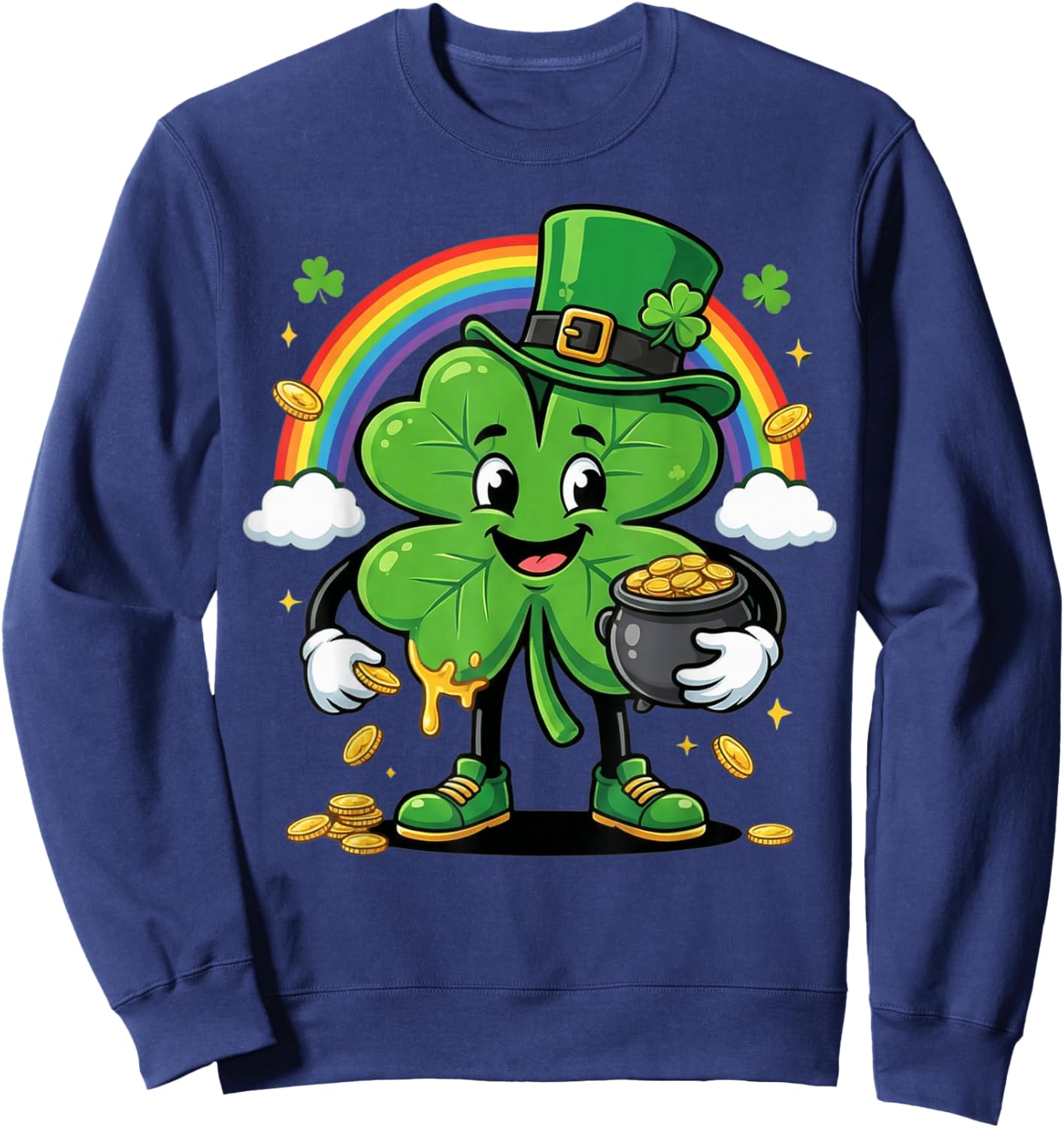 St Patricks Day Shamrock Leprechaun Rainbow Apparel Youth Sweatshirt - Sweatshirt | Navy