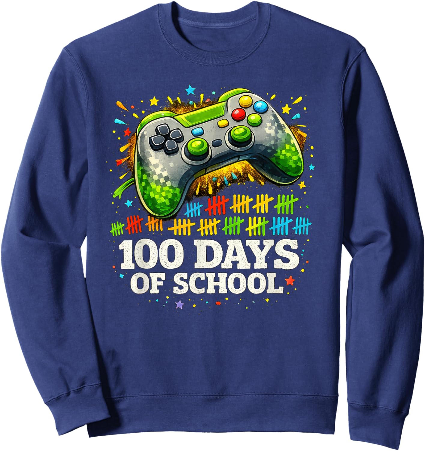 100 Days Level Unlocked Gaming 100 Days of School Boys Sweatshirt - Sweatshirt | Navy