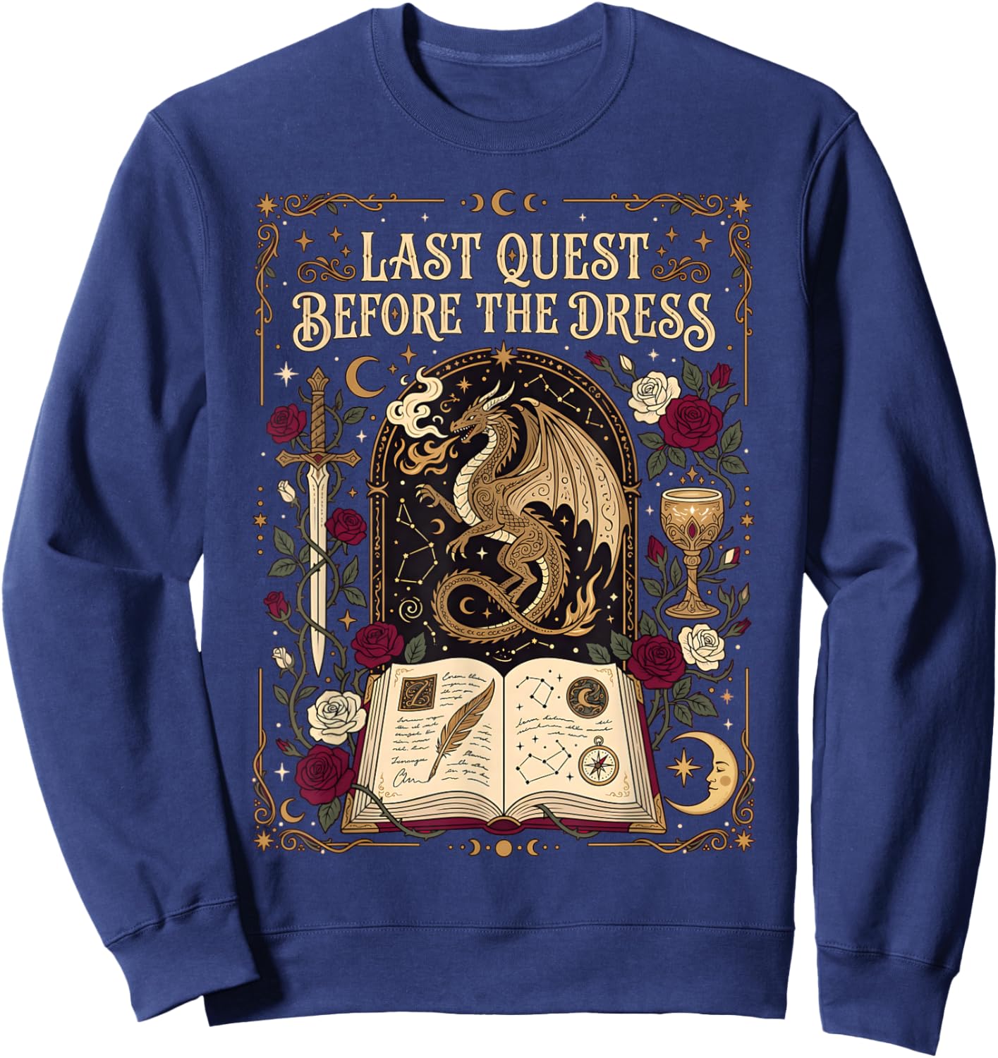 Last Quest Before Dress Fantasy Bachelorette Party Bride Sweatshirt - Sweatshirt | Navy
