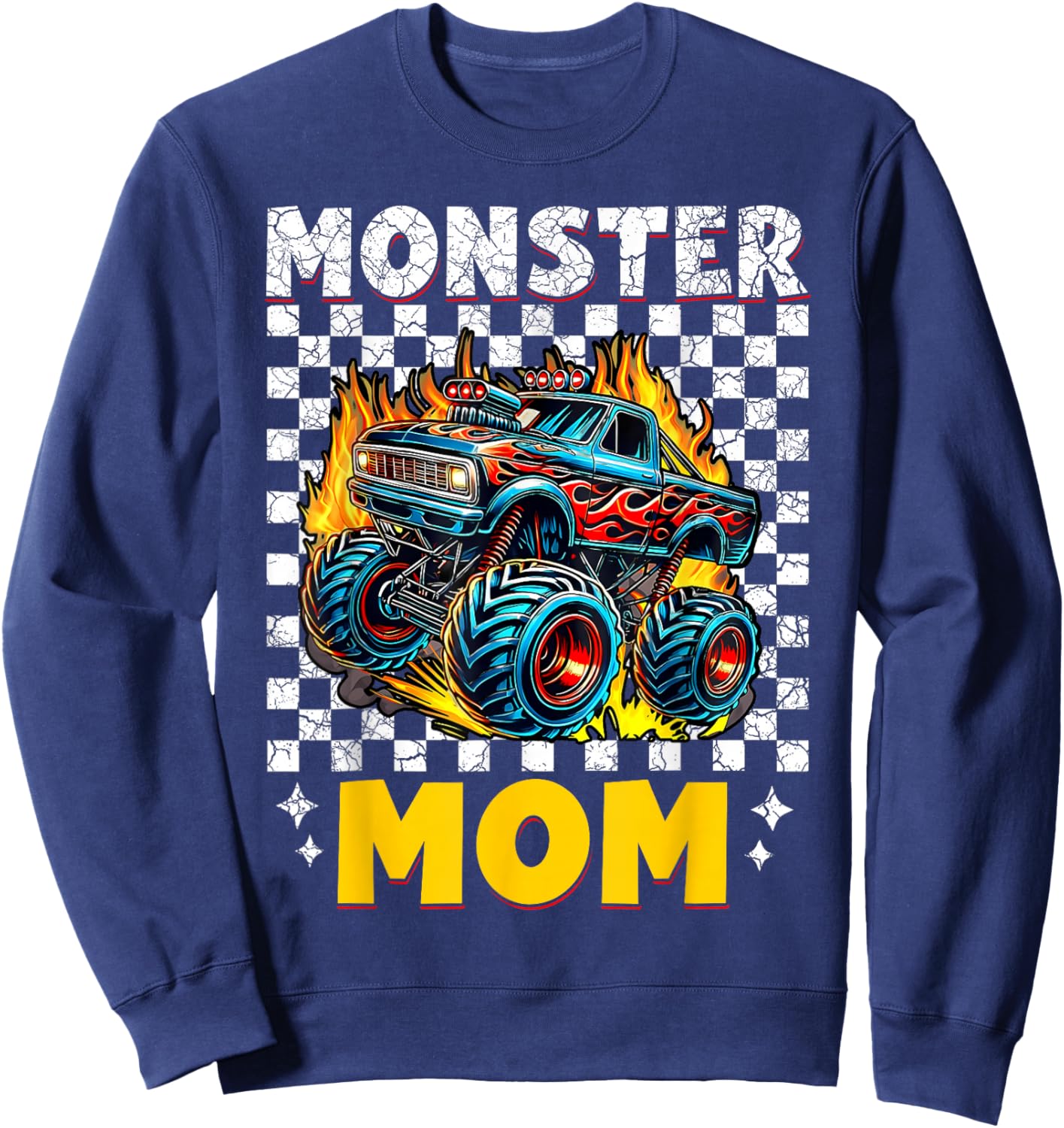 Monster Truck Mom of Birthday Boy Family Matching Bday Party Sweatshirt - Sweatshirt | Navy