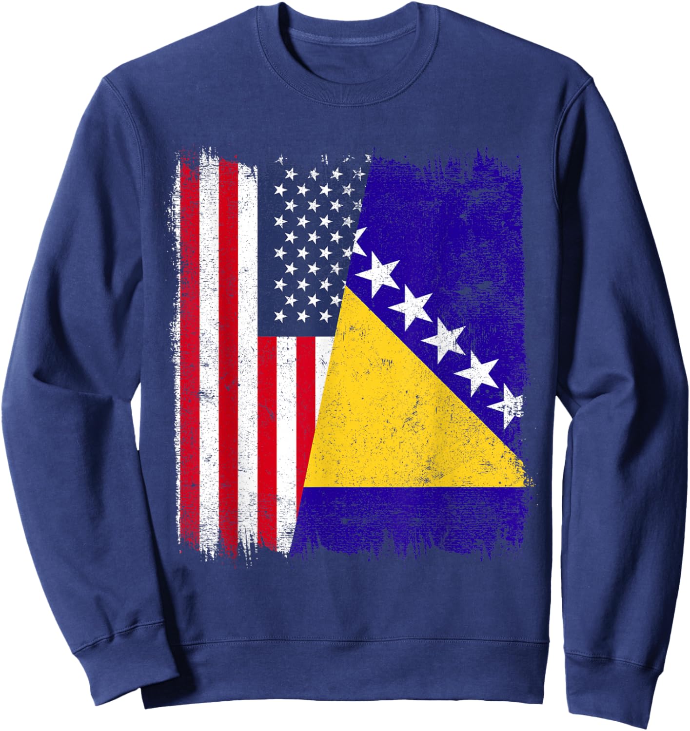 USA Bosnia and Herzegovina Half Flag America Bosnia Jersey Sweatshirt - Sweatshirt | Navy