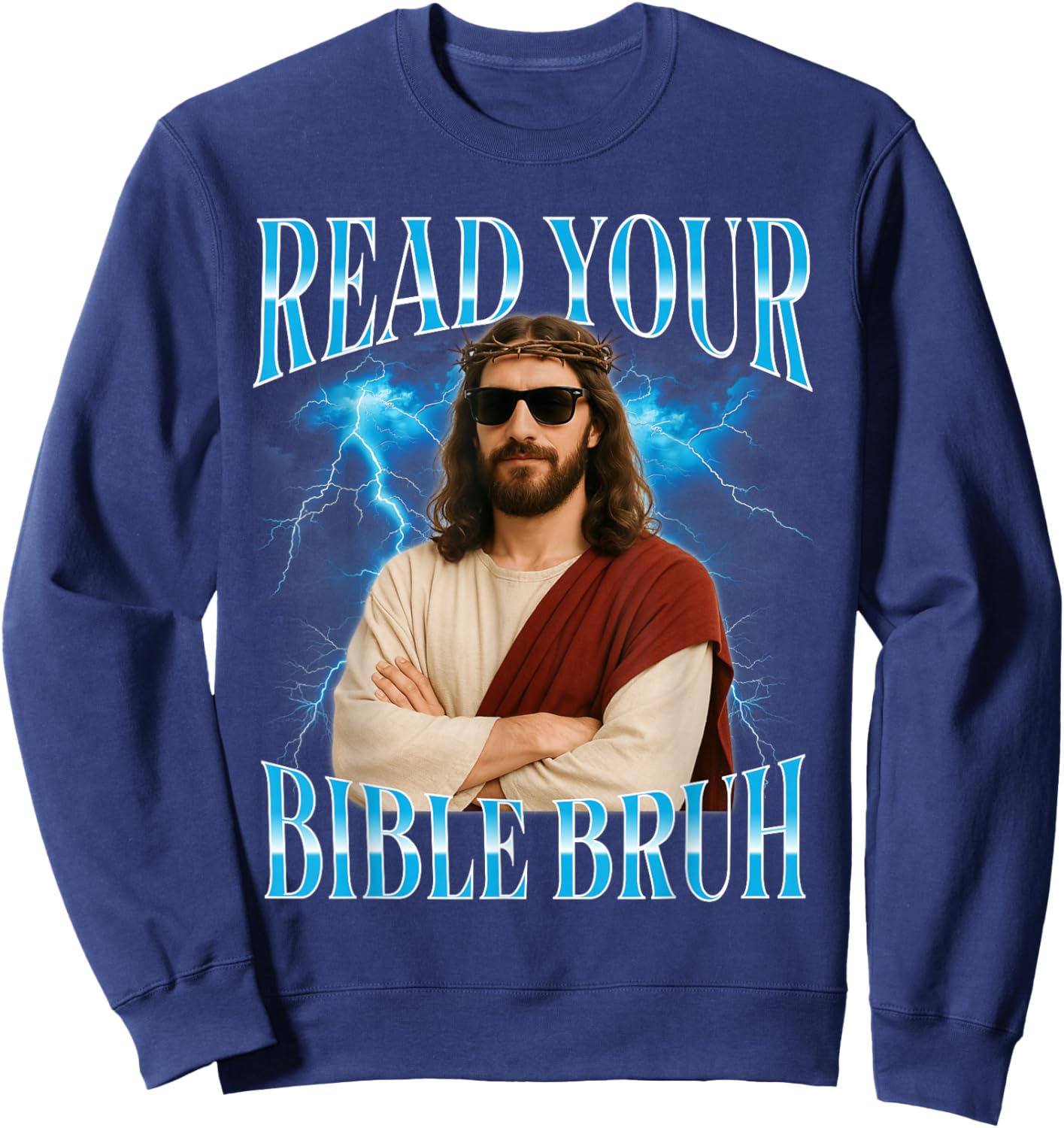 Funny Christian Read Your Bible Bruh Sweatshirt - Sweatshirt | Navy