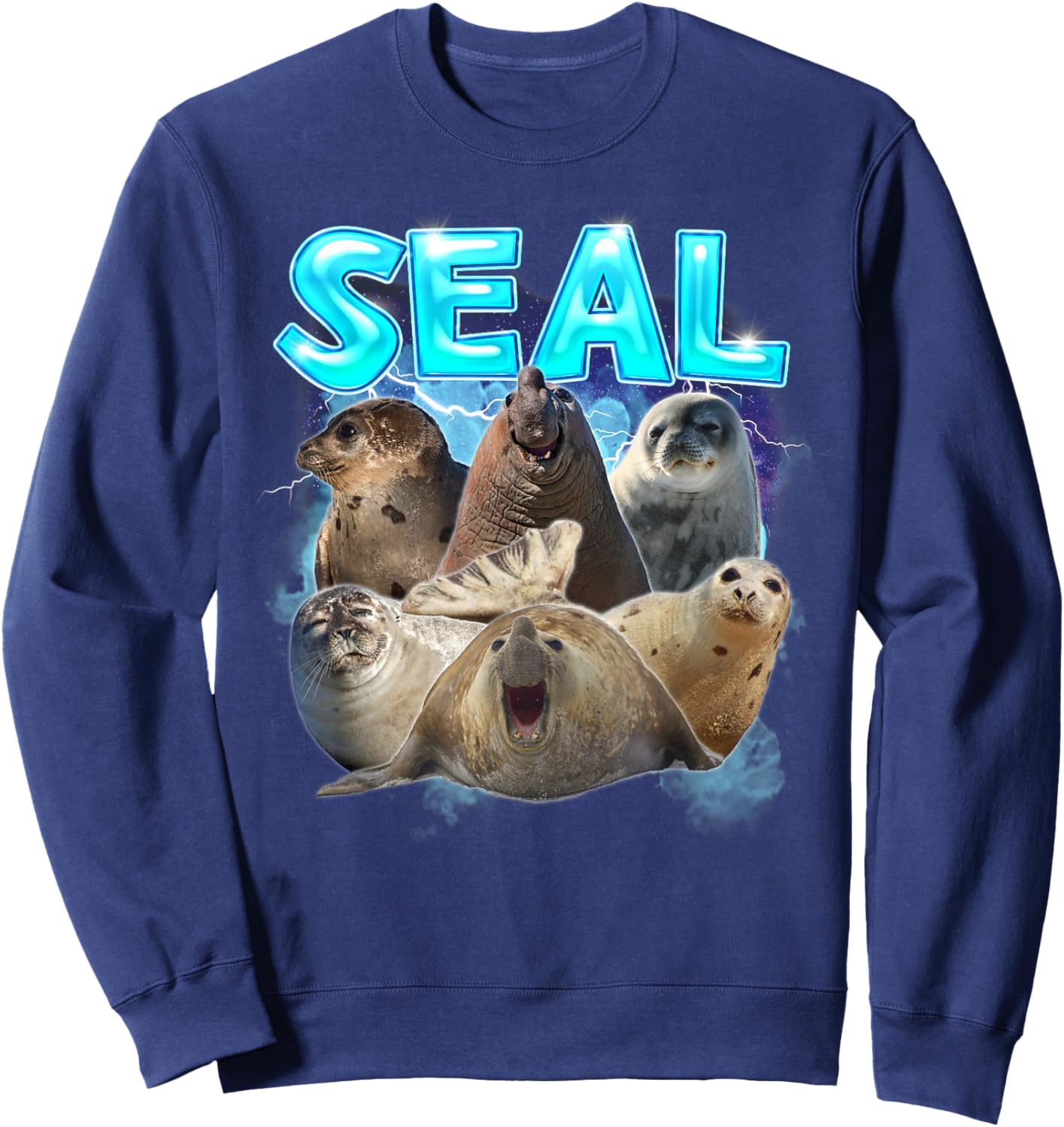 Seal Meme Lover Funny Animal Lover Sea Lion Humor Hilarious Sweatshirt - Sweatshirt | Navy