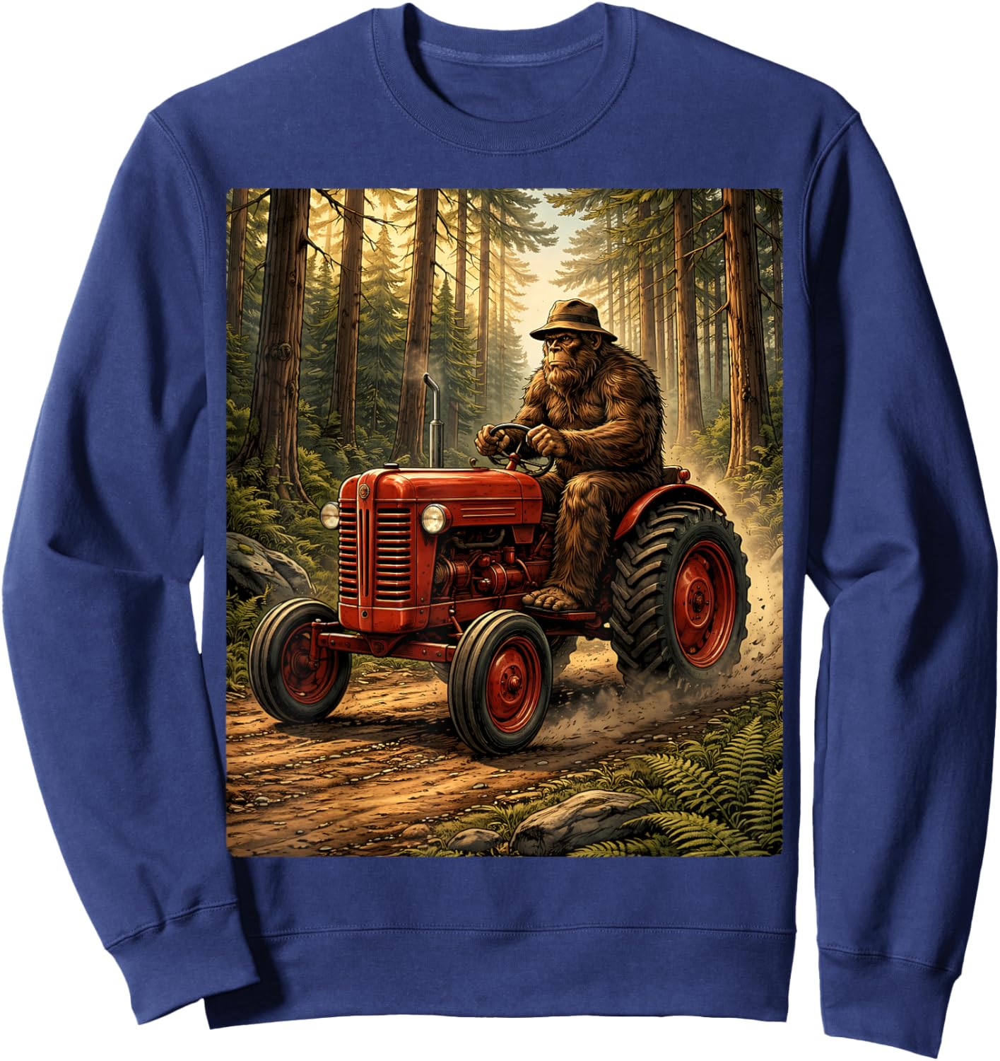 Bigfoot Tractor Design for Farmer Dad Farming Farm Dad Sweatshirt - Sweatshirt | Navy
