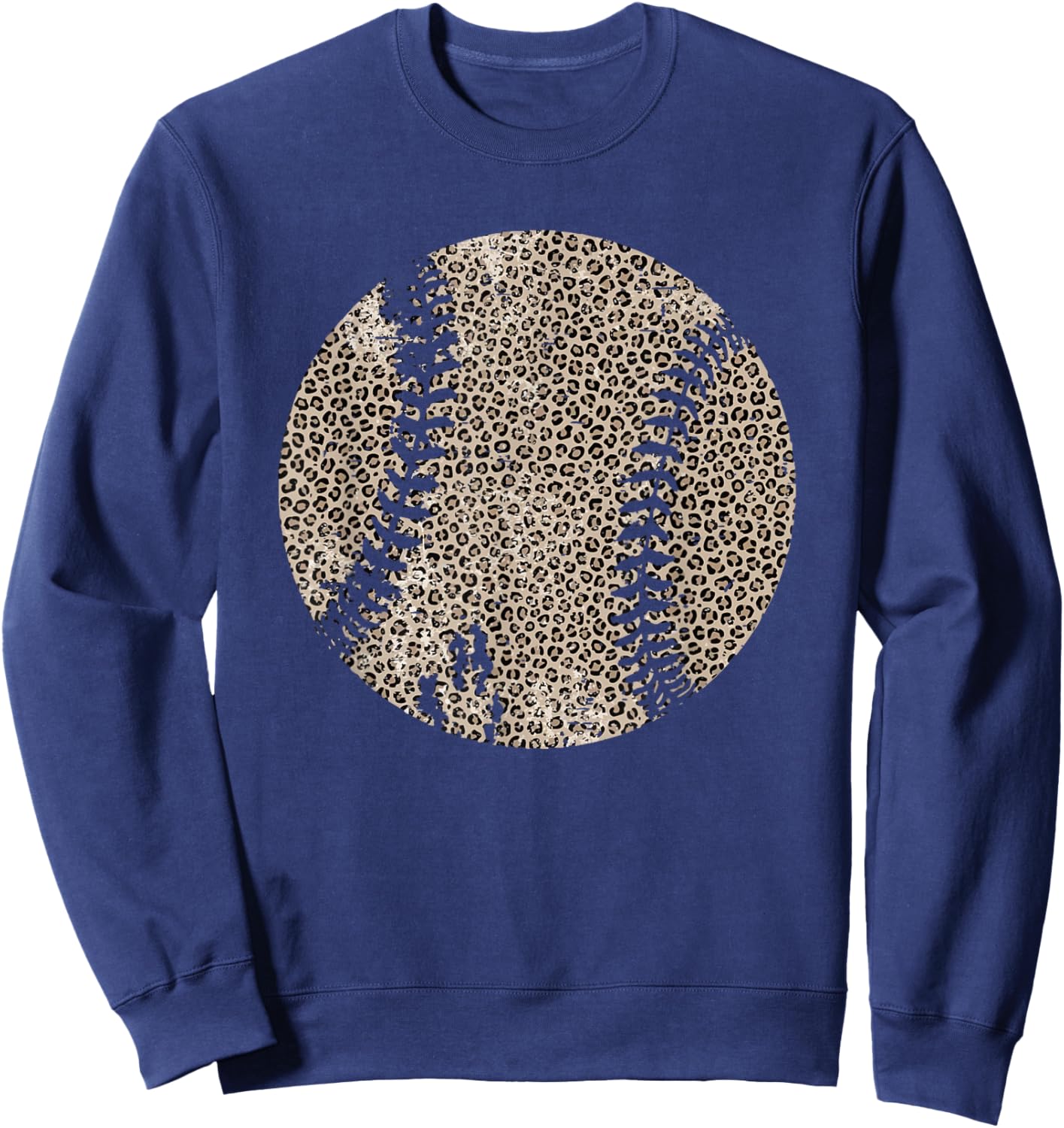 Vintage Leopard Baseball Softball Mama Funny Game Day Sport Sweatshirt - Sweatshirt | Navy